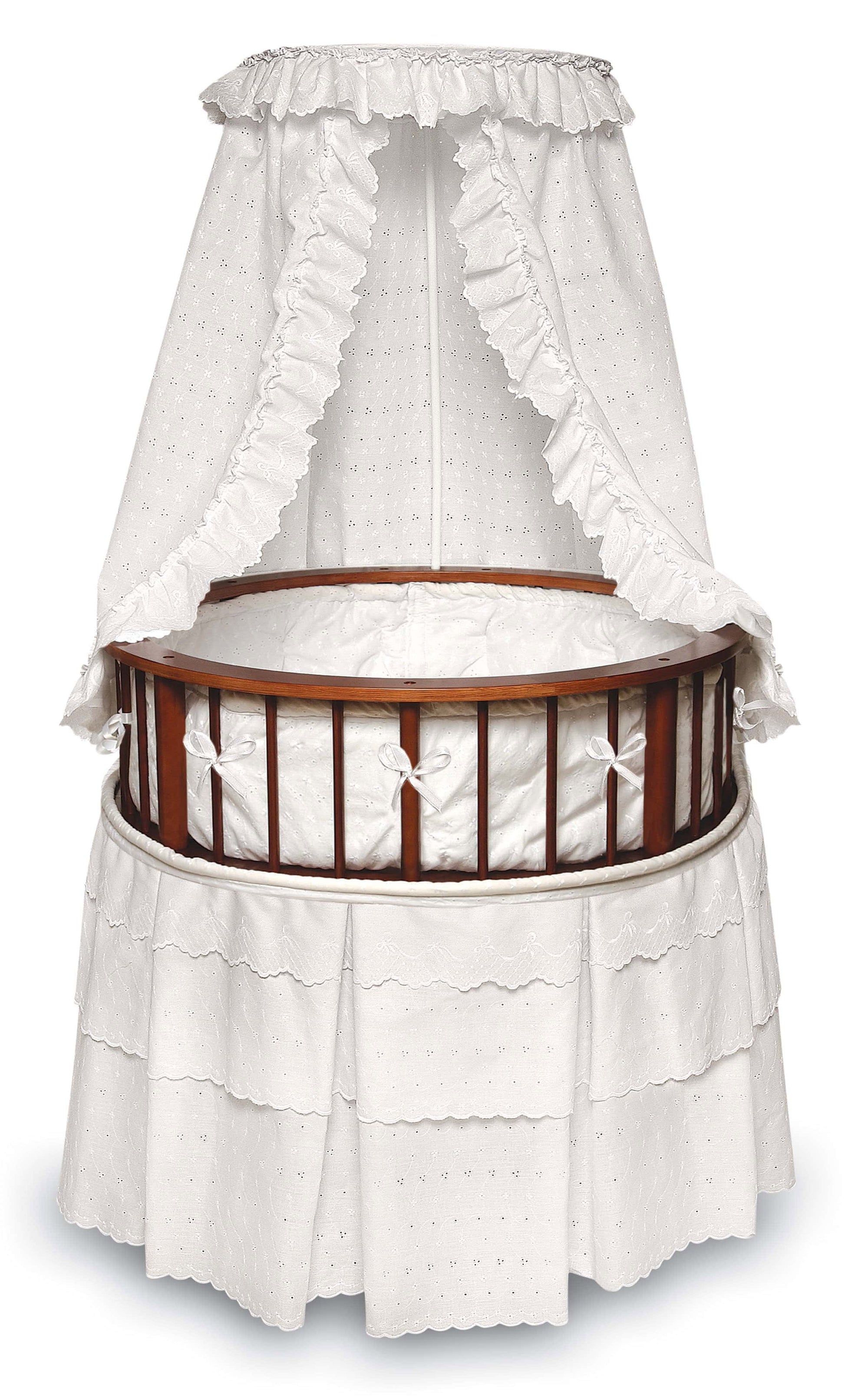 Elegance Round Baby Bassinet with Canopy - Front View of Elegance Round Baby Bassinet with Canopy Cherry