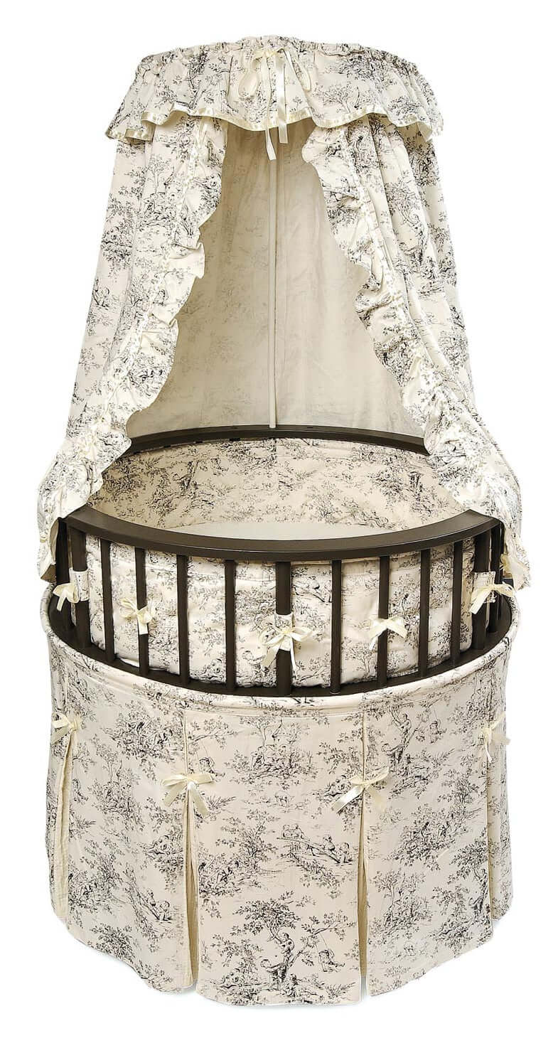 Elegance Round Baby Bassinet with Canopy - Front View of Elegance Round Baby Bassinet with Canopy Black