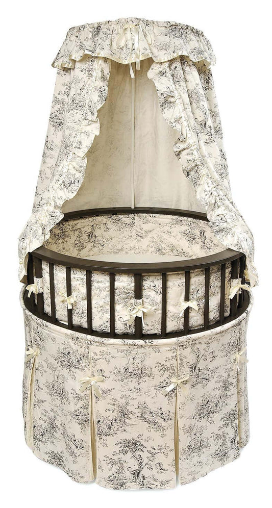 Elegance Round Baby Bassinet with Canopy - Front View of Elegance Round Baby Bassinet with Canopy Black