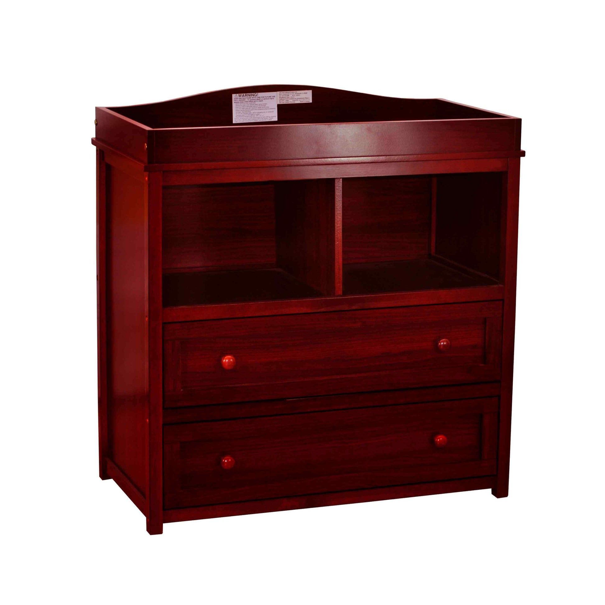 Leila 2 Drawer Changing Table - Inclined Side View of Leila 2 Drawer Changing Table Cherry
