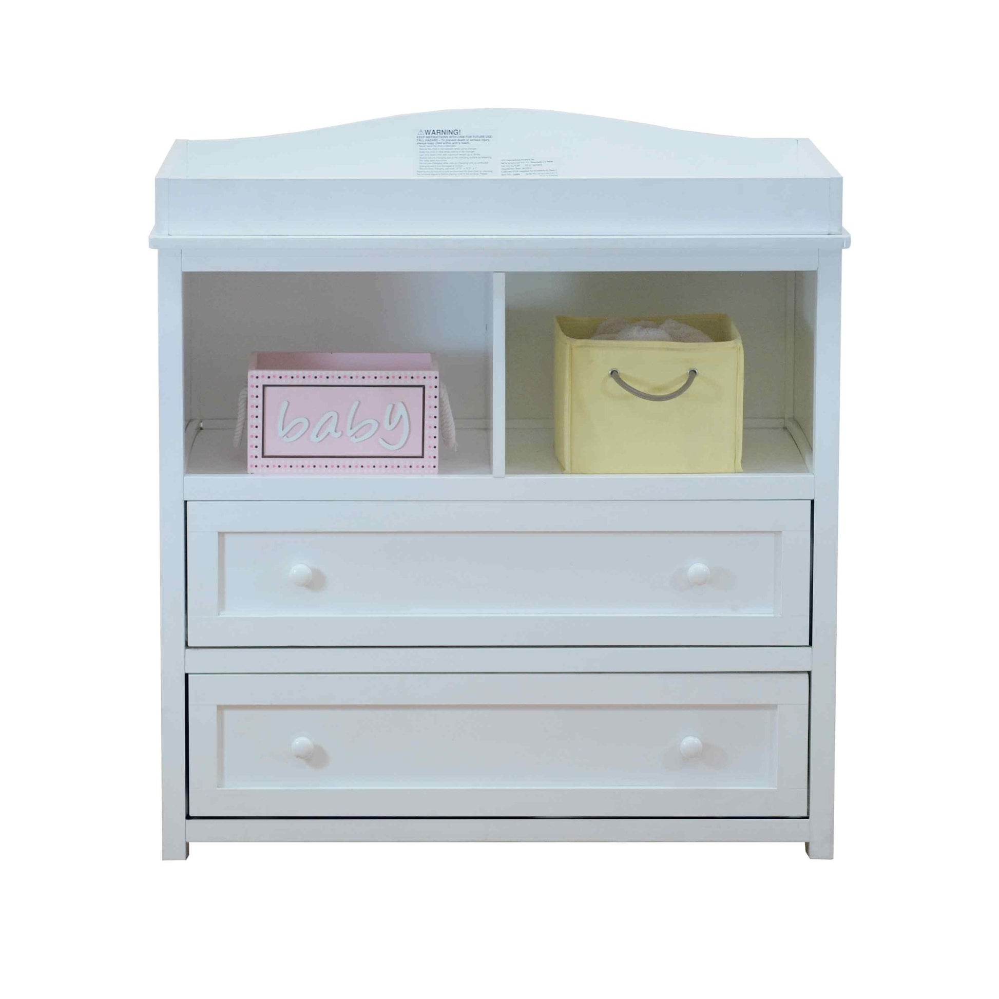 Leila 2 Drawer Changing Table - Front View of Leila 2 Drawer Changing Table White