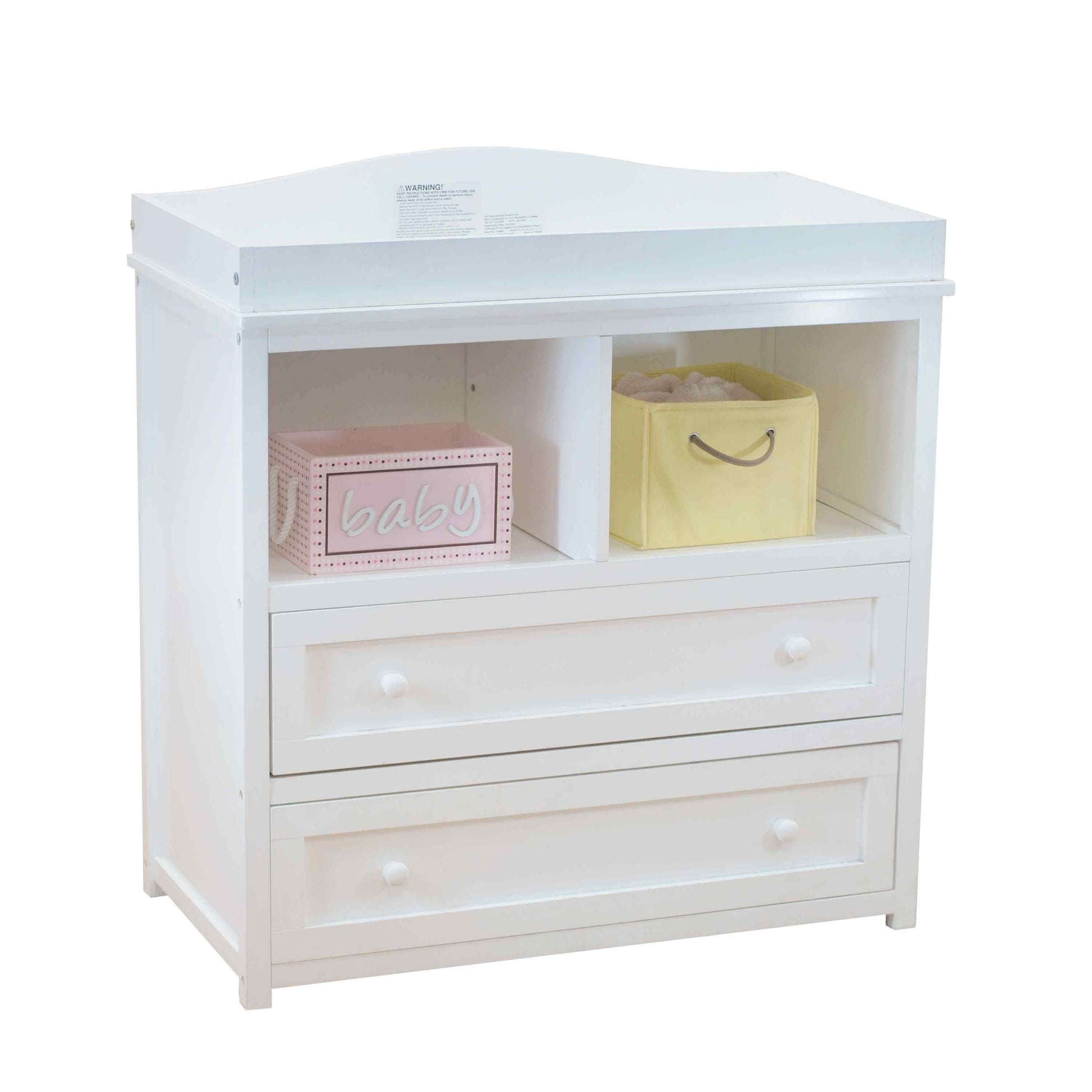 Leila 2 Drawer Changing Table - Inclined Side View of Leila 2 Drawer Changing Table White