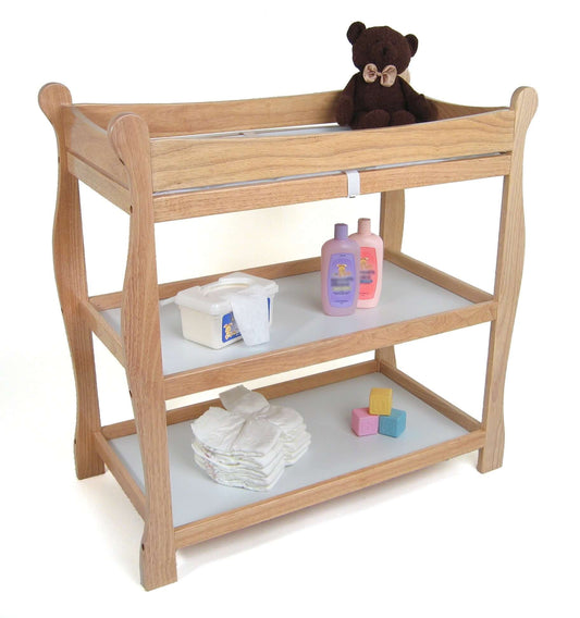 Sleigh Style Baby Changing Table - Inclined Side View of Sleigh Style Baby Changing Table Natural In Usage