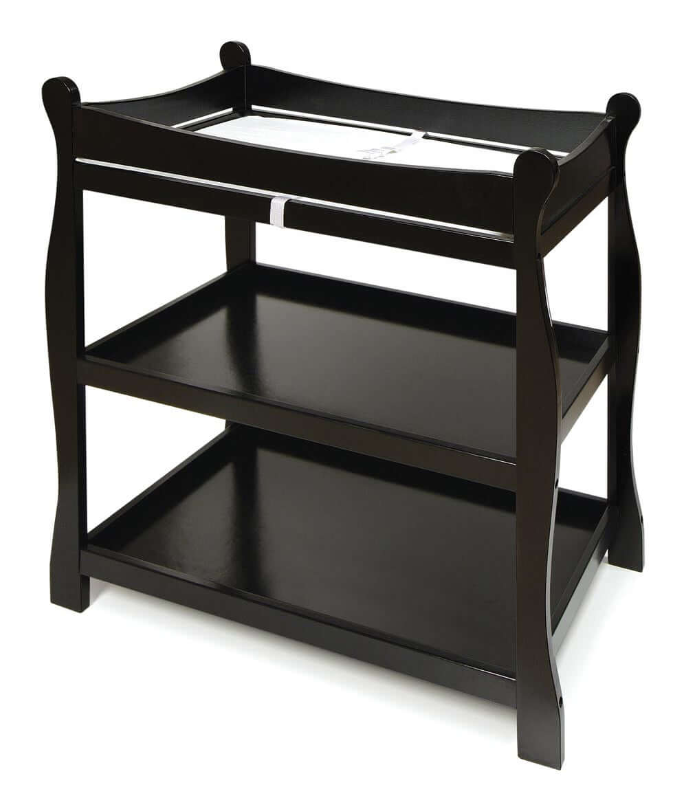 Sleigh Style Baby Changing Table - Inclined Side View of Sleigh Style Baby Changing Table Black