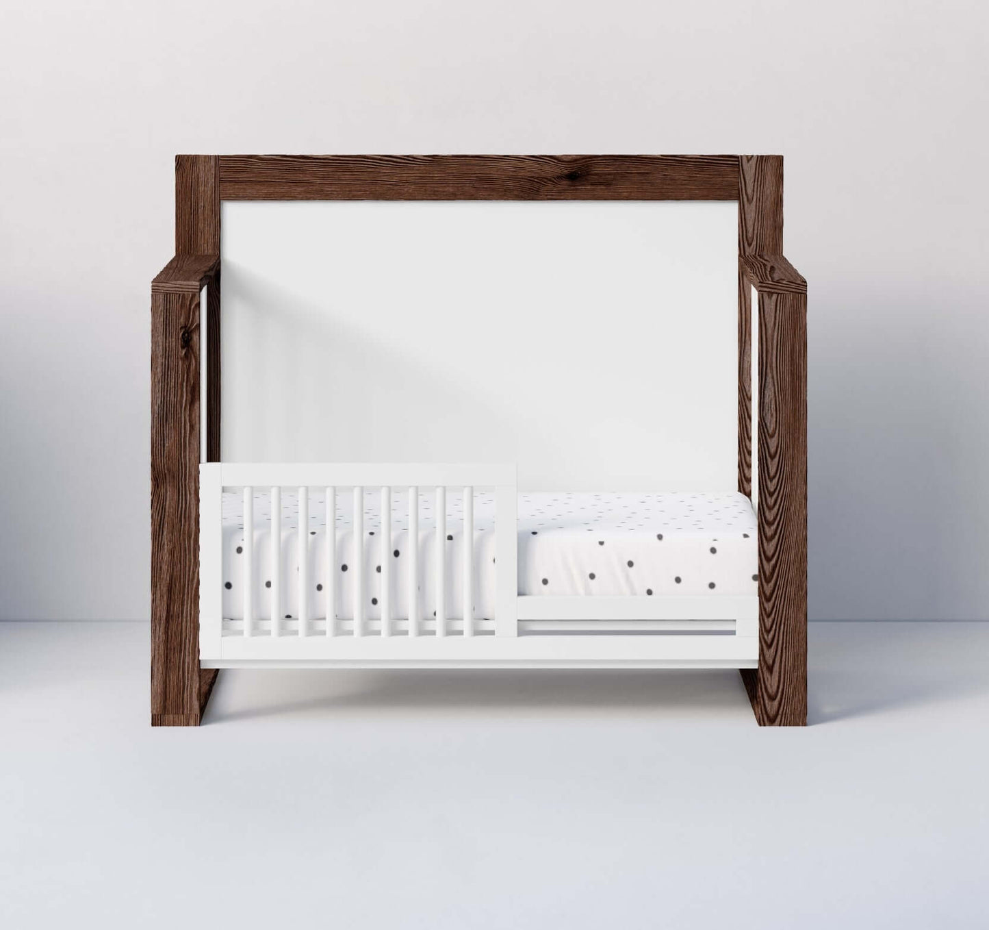 True Highback 4 in 1 Convertible Crib - Front View of Highback 4 in 1 Convertible Crib Mud with Snow