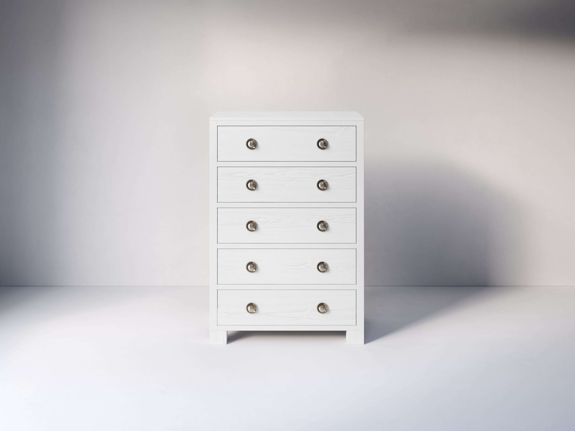 True 5 Drawer Dresser - Front View of 5 Drawer Dresser Snow White