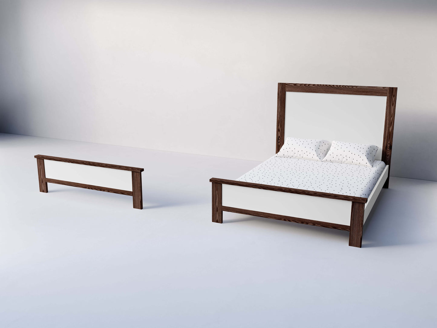 True Low Profile Footboard - Side View of Low Profile Footboard Mud with Snow