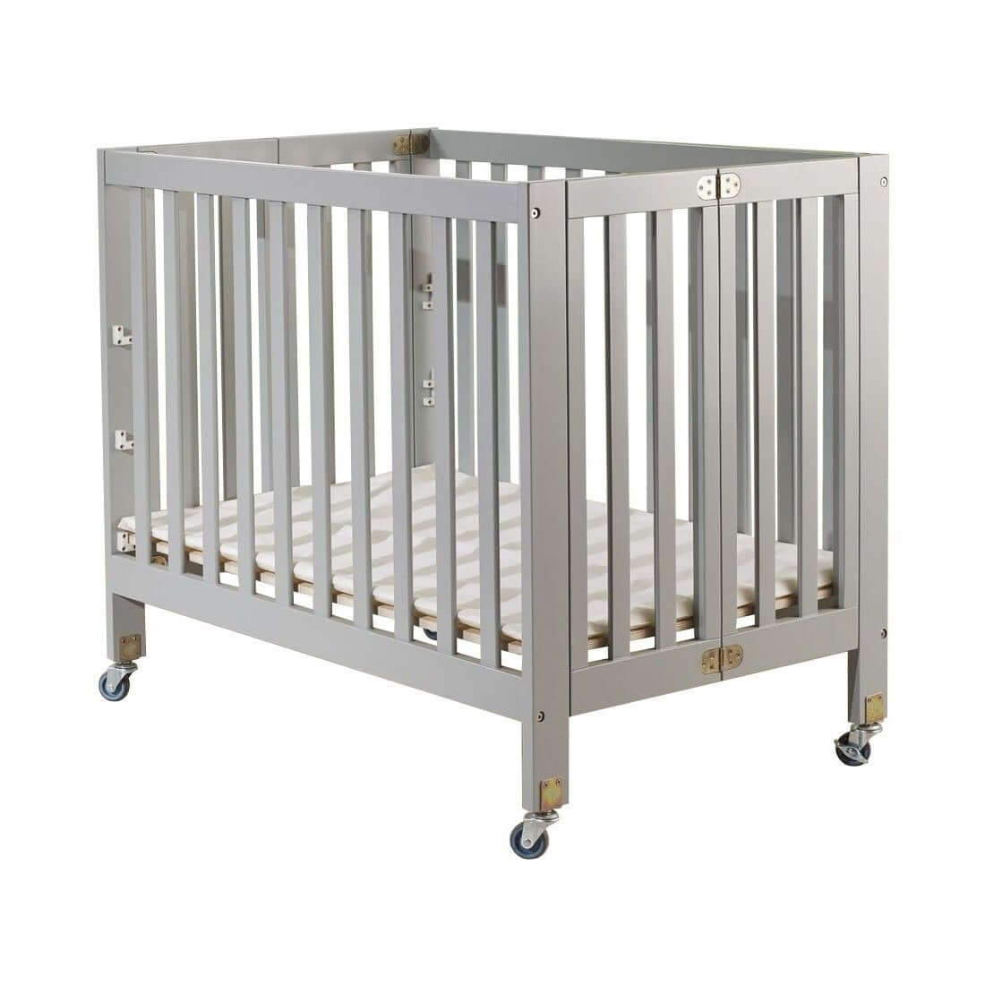 Roxy Three Level Mini Portable Folding Crib - Inclined View of Mini Portable Crib Gray