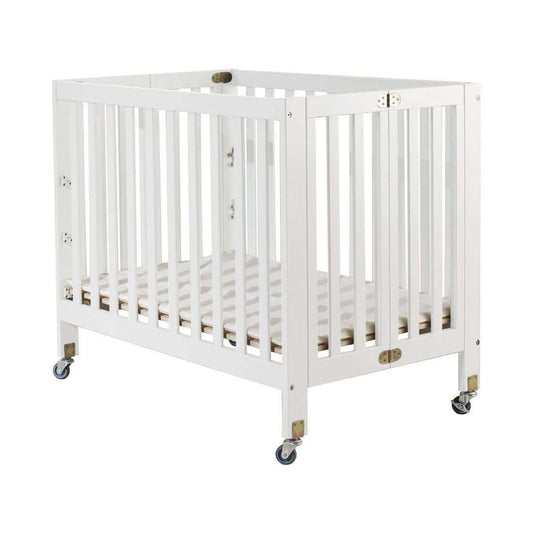 Roxy Three Level Mini Portable Folding Crib - Inclined View of Mini Portable Crib White