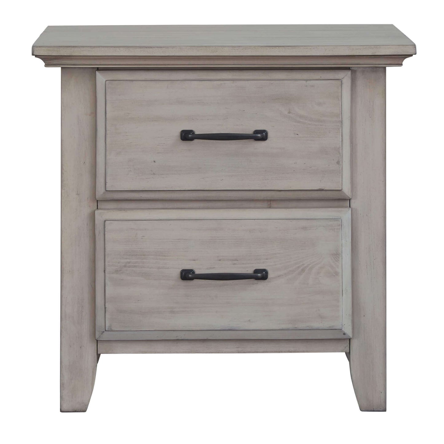 Chandler 2 Drawer Nightstand - Front View of Chandler 2 Drawer Nightstand Stone Wash