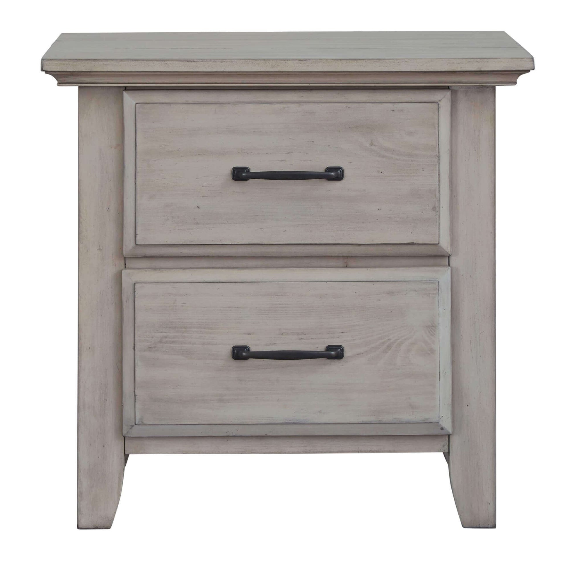 Chandler 2 Drawer Nightstand - Front View of Chandler 2 Drawer Nightstand Stone Wash