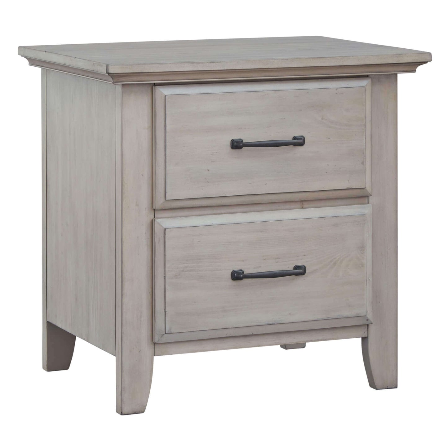 Chandler 2 Drawer Nightstand - Inclined Side View of Chandler 2 Drawer Nightstand Stone Wash