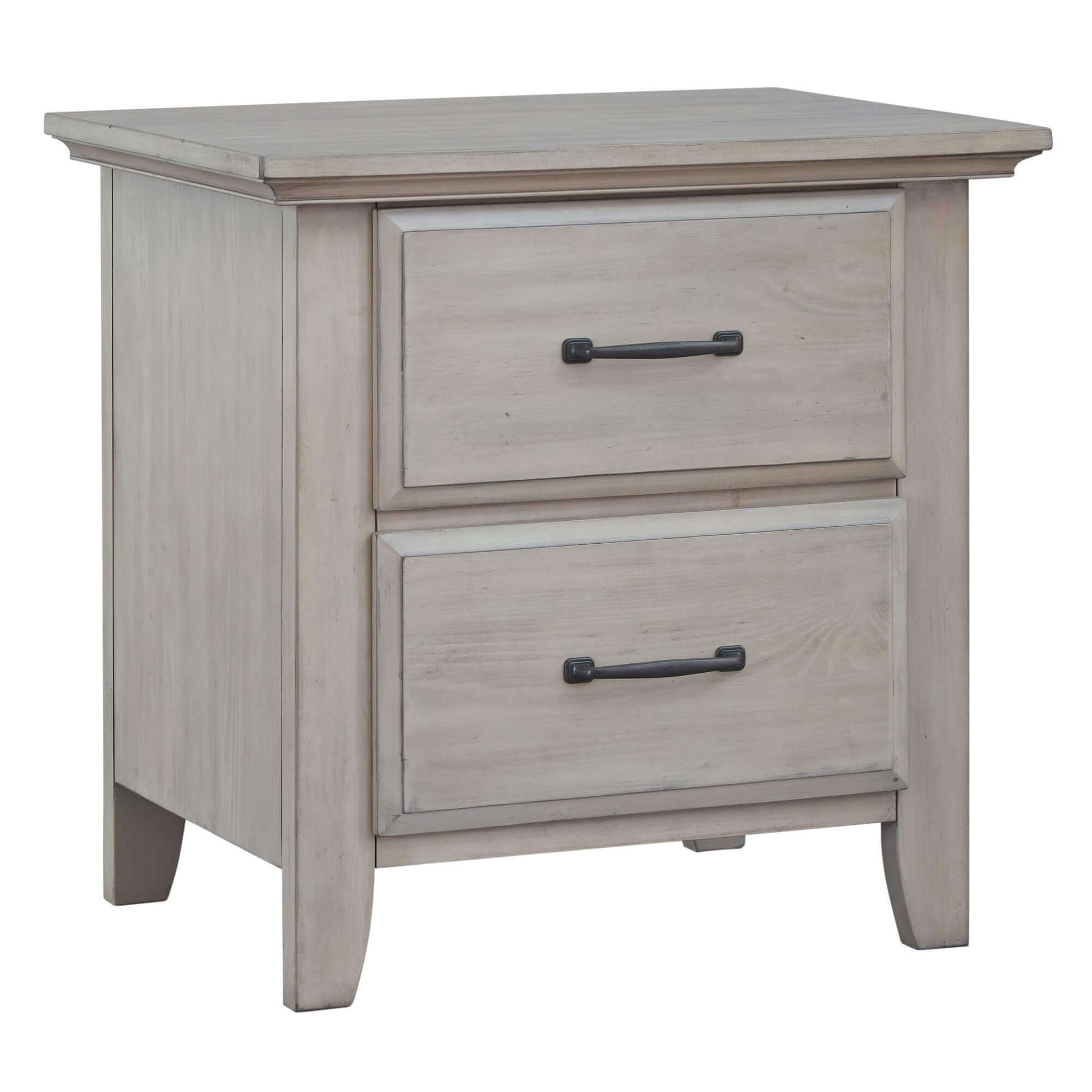 Chandler 2 Drawer Nightstand - Inclined Side View of Chandler 2 Drawer Nightstand Stone Wash