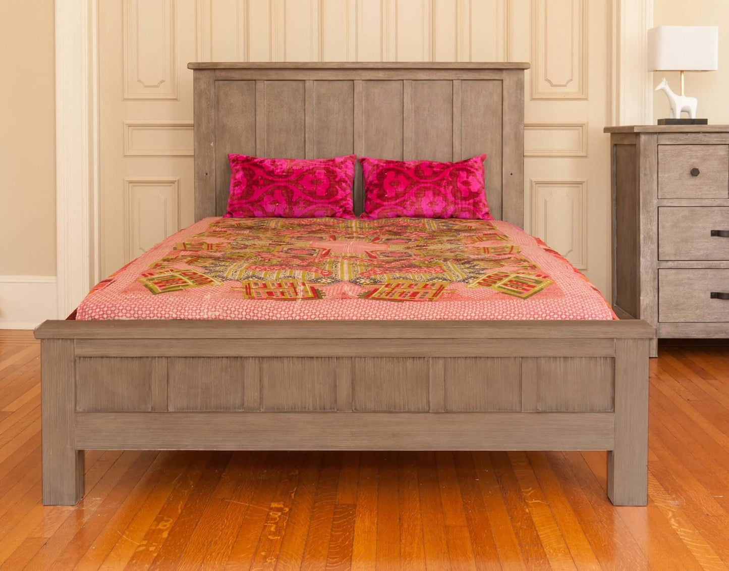 Relic Adult Bed Rail Conversion Kit - Lifestyle Image Front View of Adult Full Size Bed Fossil-1