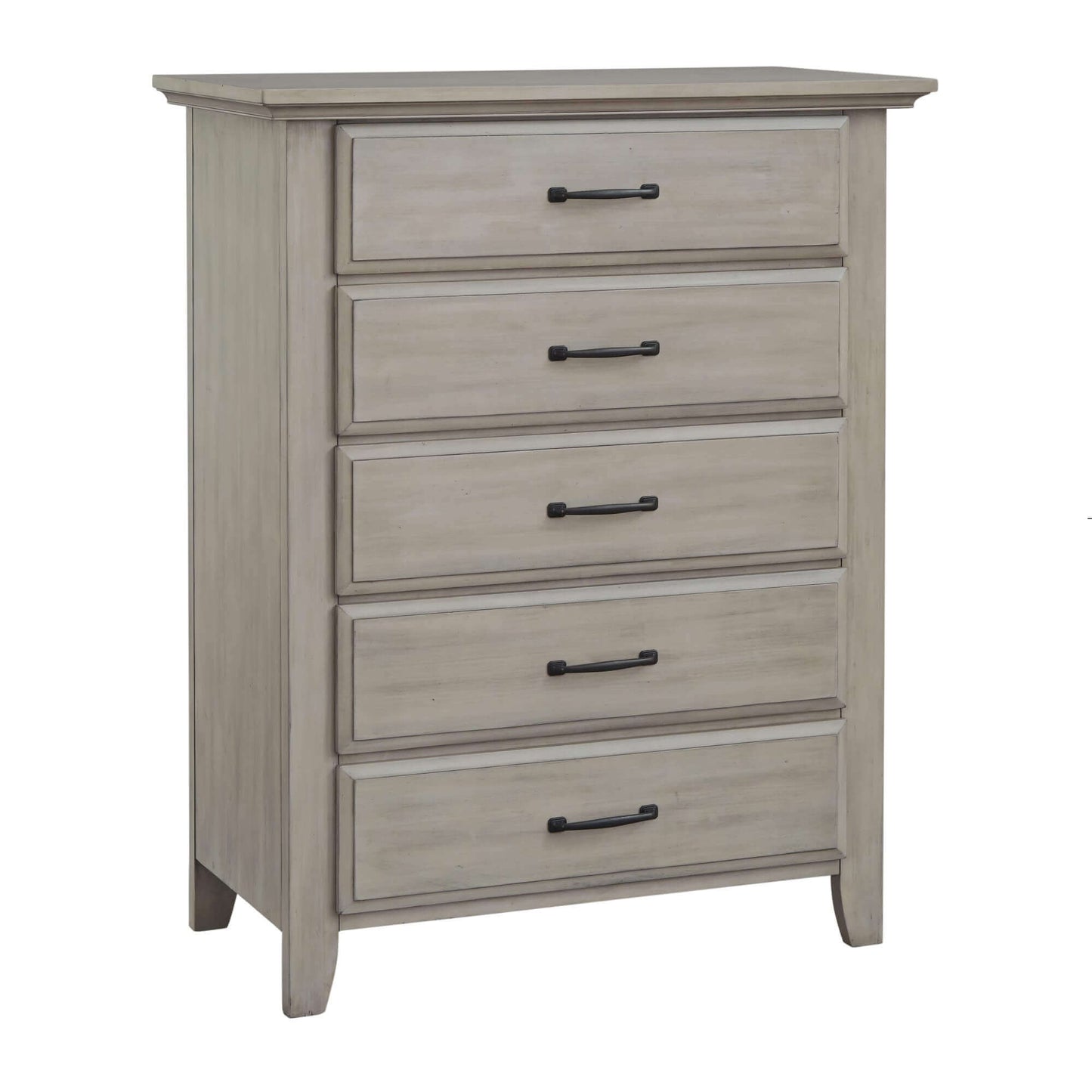 Chandler 5 Drawer Chest - Inclined Side View of Chandler 5 Drawer Chest Stone Wash
