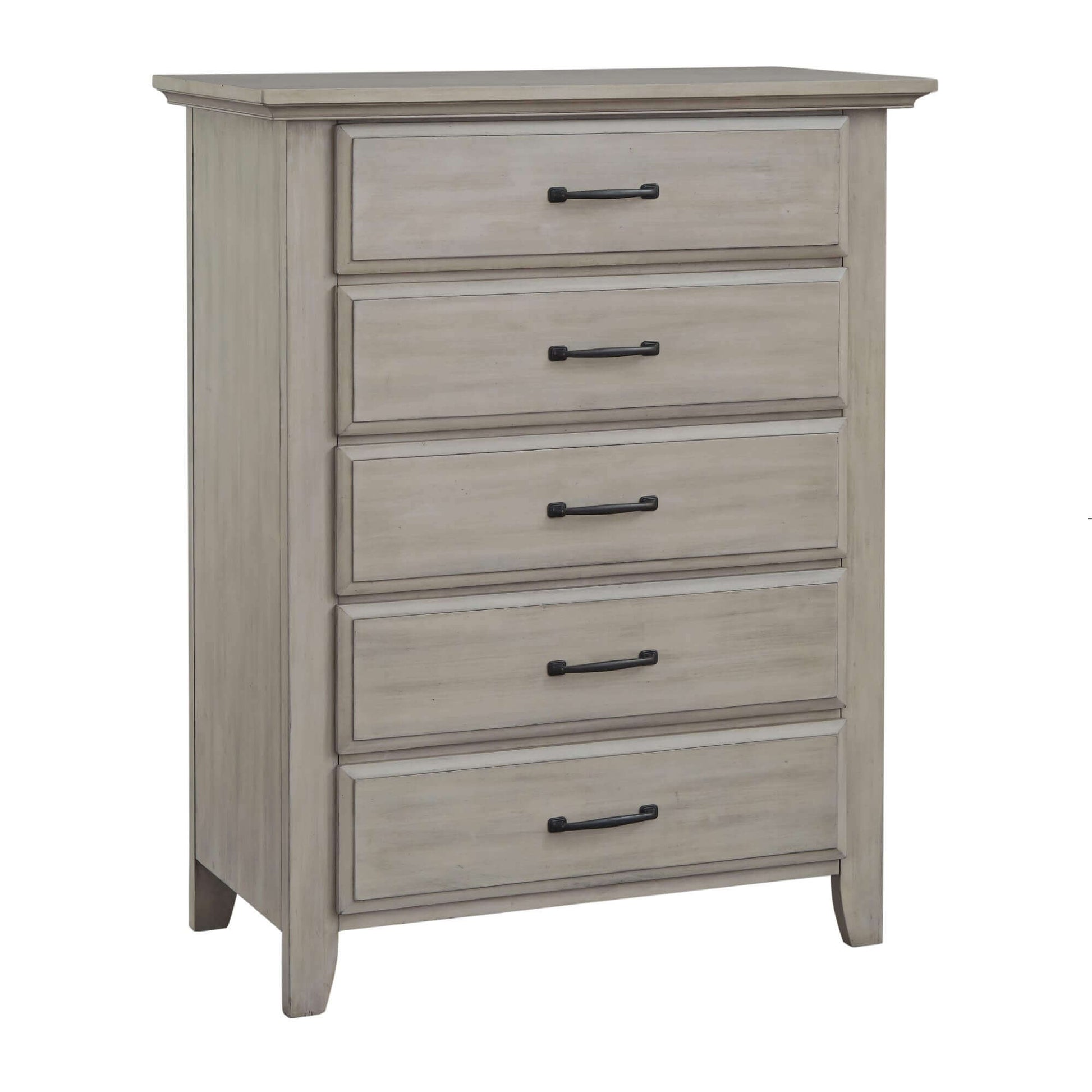 Chandler 5 Drawer Chest - Inclined Side View of Chandler 5 Drawer Chest Stone Wash