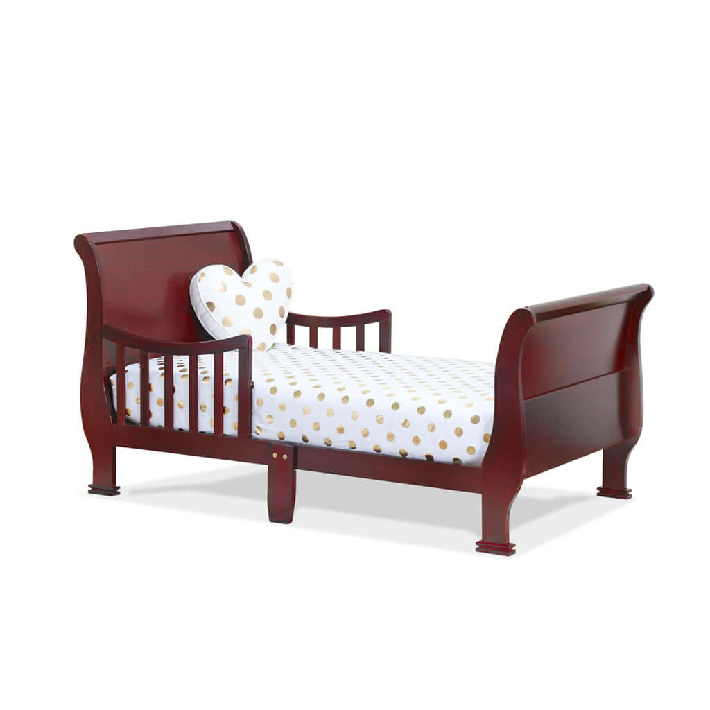 Sleigh Toddler Bed - Inclined Side View of Sleigh Toddler Bed Cherry