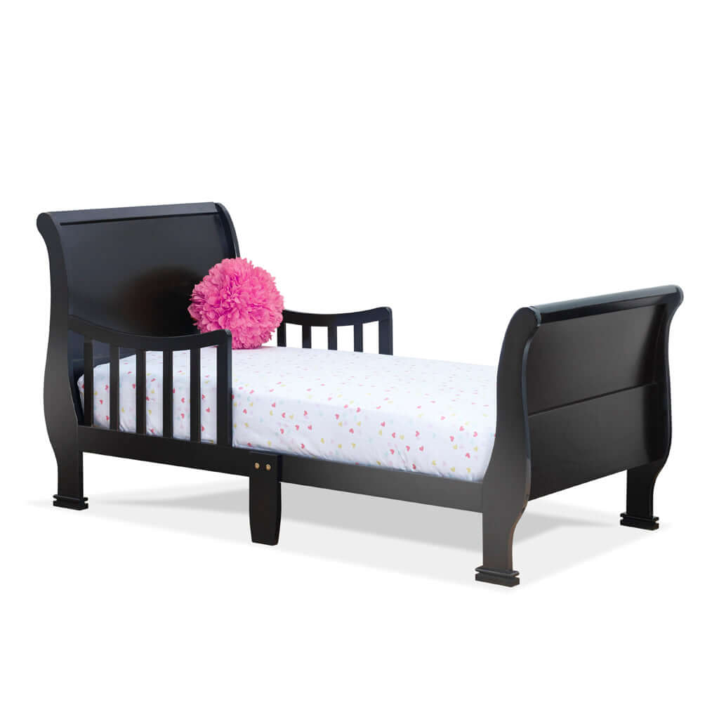 Sleigh Toddler Bed - Inclined Side View of Sleigh Toddler Bed Espresso