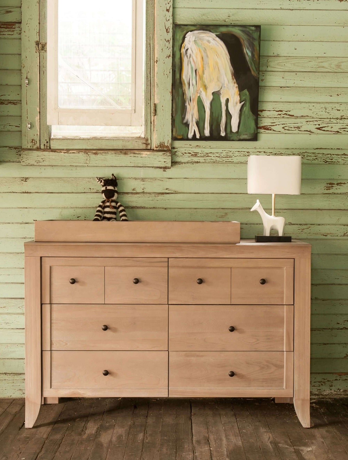 Cameo 6 Drawer Double Dresser - Lifestyle Image Front View of Cameo 6 Drawer Double Dresser Toast