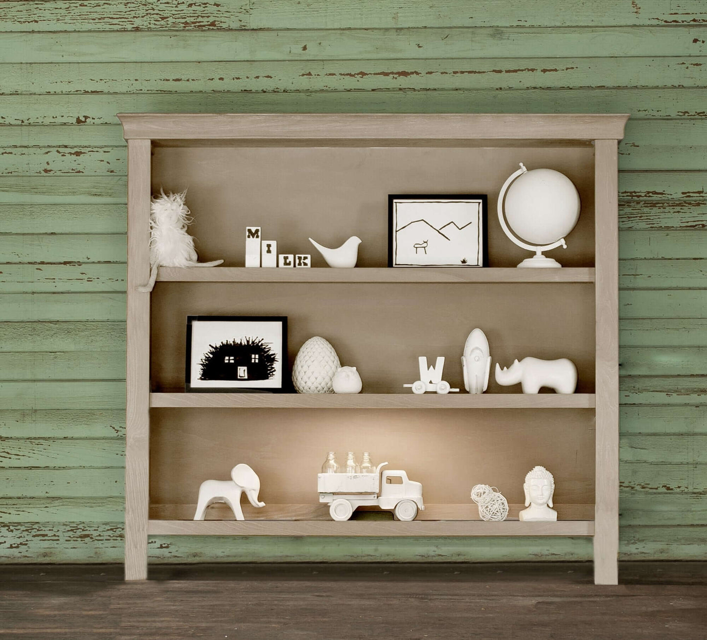 Cameo Hutch/Bookcase - Lifestyle Image Front View of Cameo Hutch/Bookcase Toast