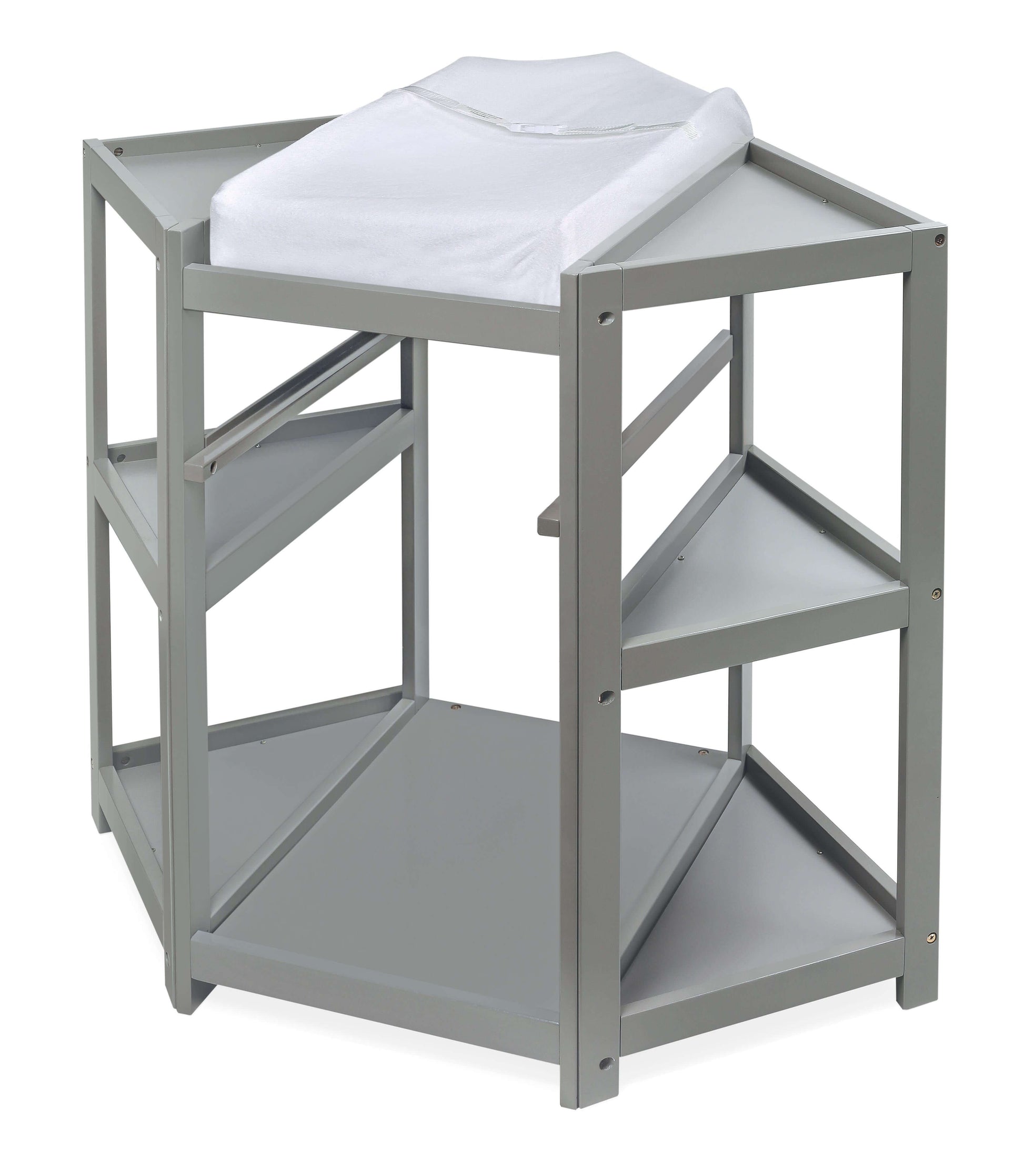 Diaper Corner Baby Changing Table with Hamper and Basket - Inclined Front View of Diaper Corner Baby Changing Table without Hamper and Basket Multi Tone Gray