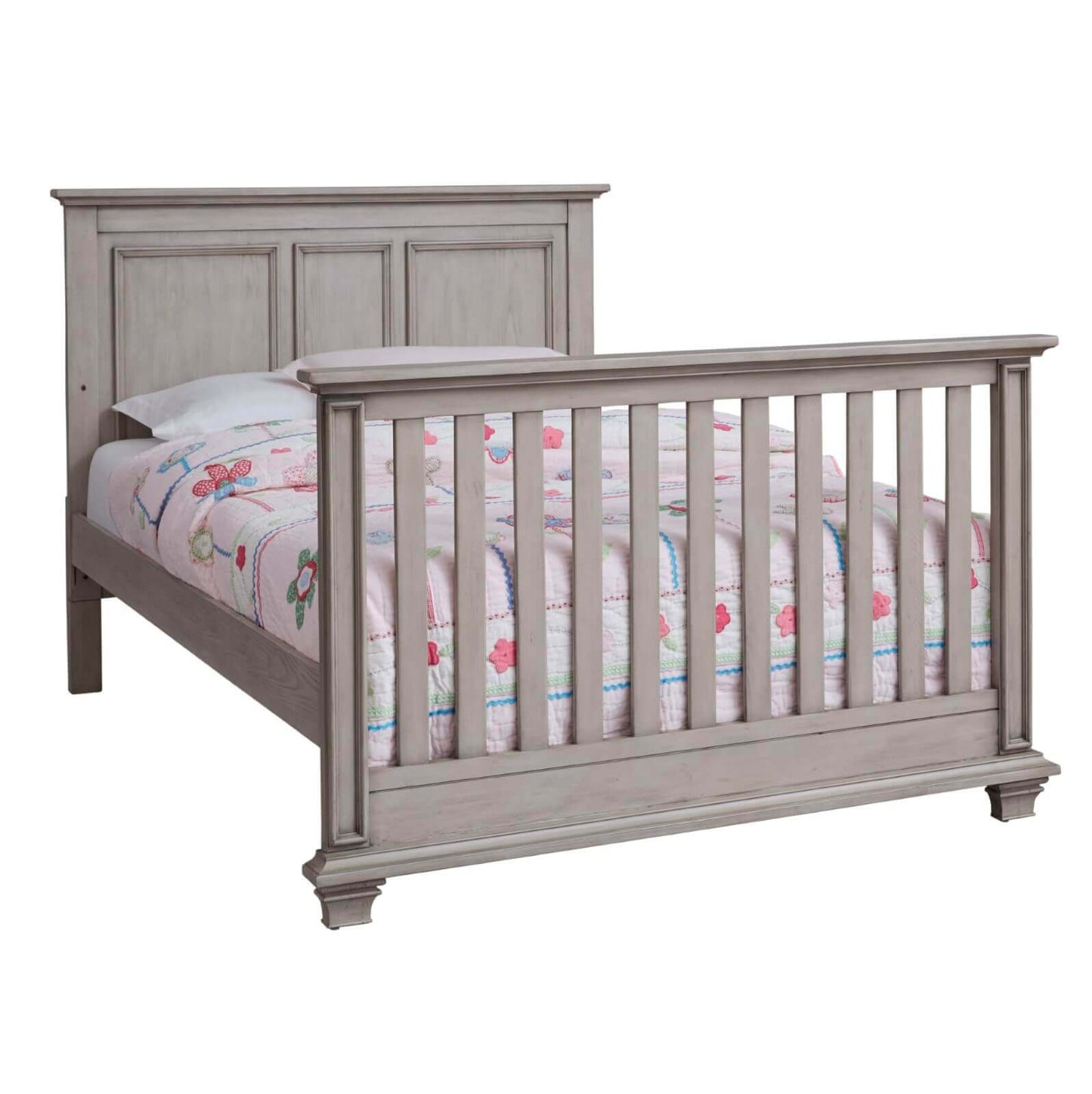 Kenilworth 4-in-1 Convertible Crib - Inclined Side View of Kenilworth Full Sized Bed Stone Wash