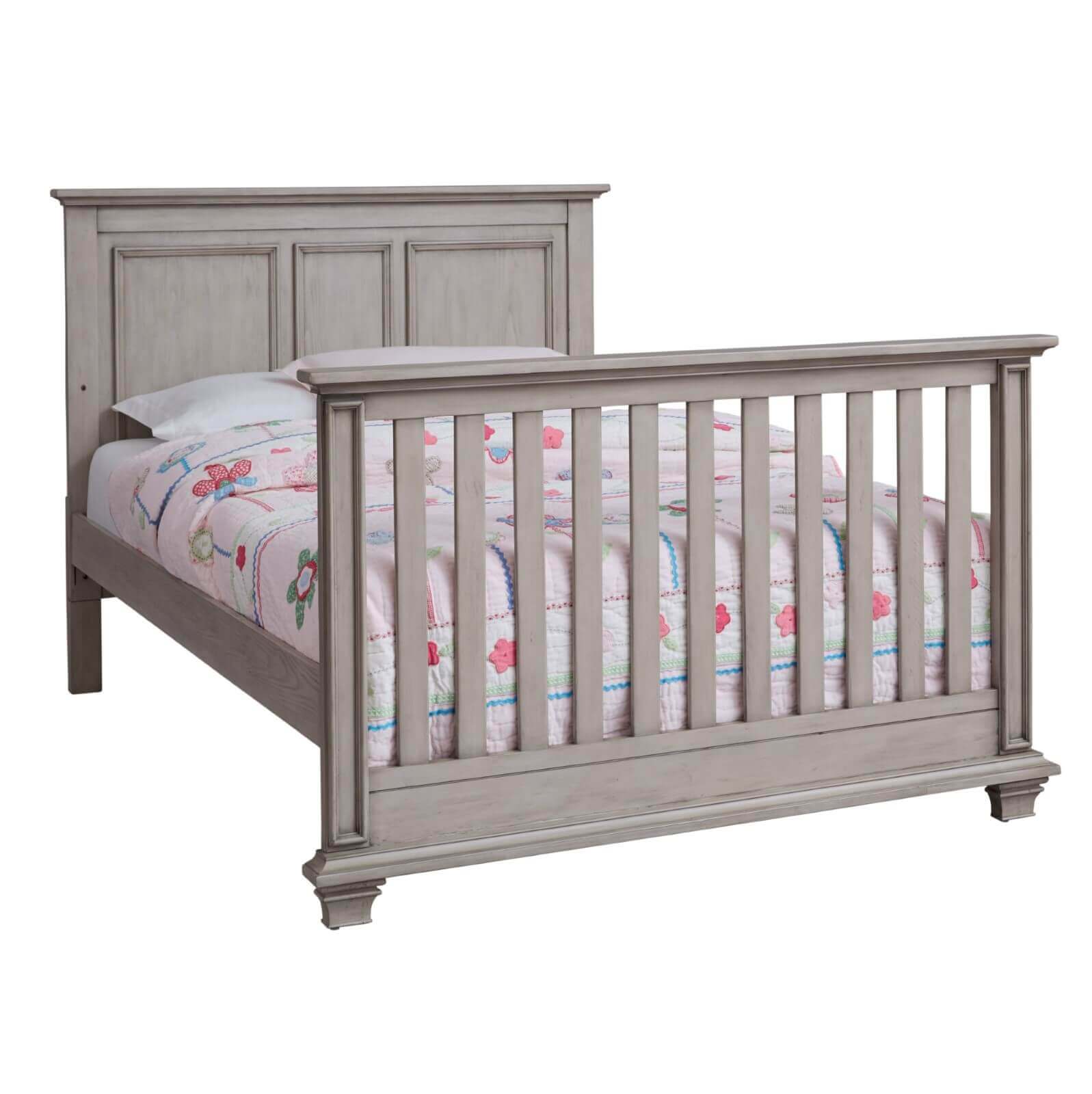 Kenilworth 4-in-1 Convertible Crib - Inclined Side View of Kenilworth Full Sized Bed Stone Wash