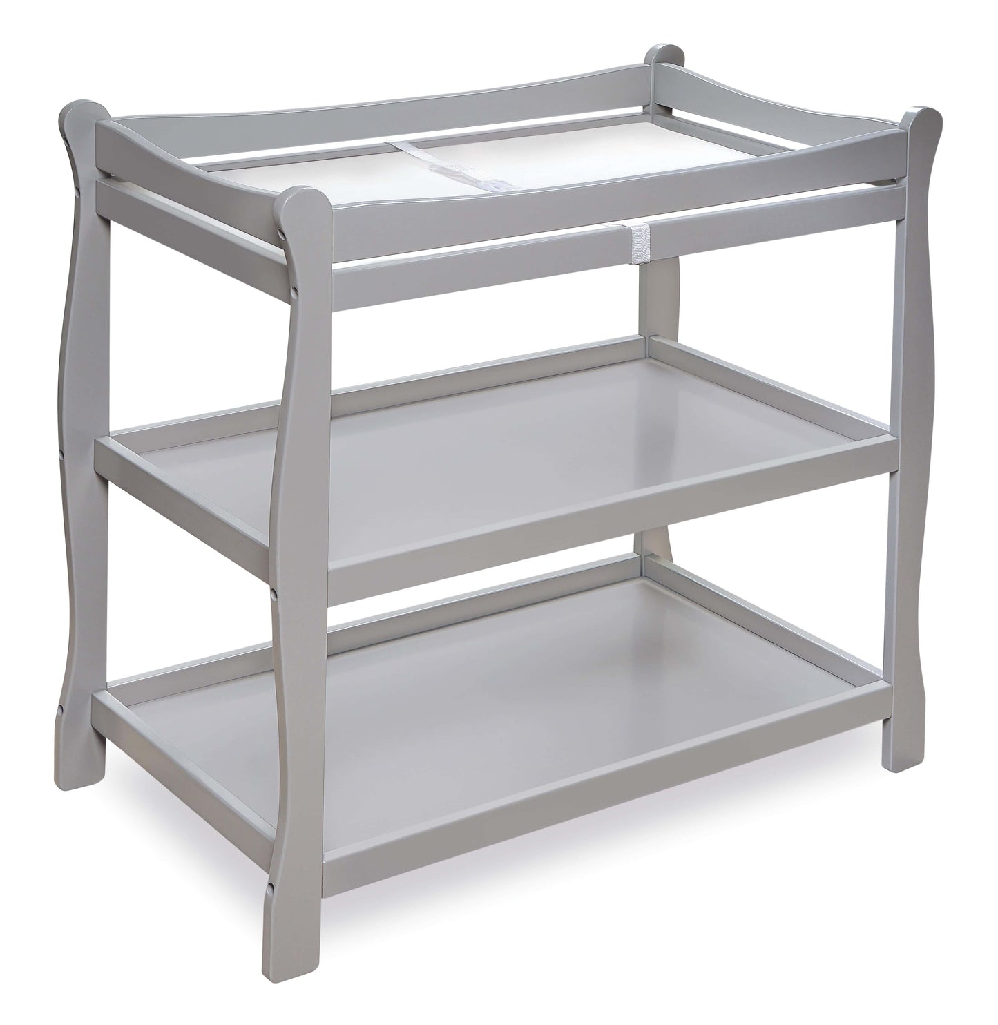 Sleigh Style Baby Changing Table - Inclined Side View of Sleigh Style Baby Changing Table Multi Tone Gray