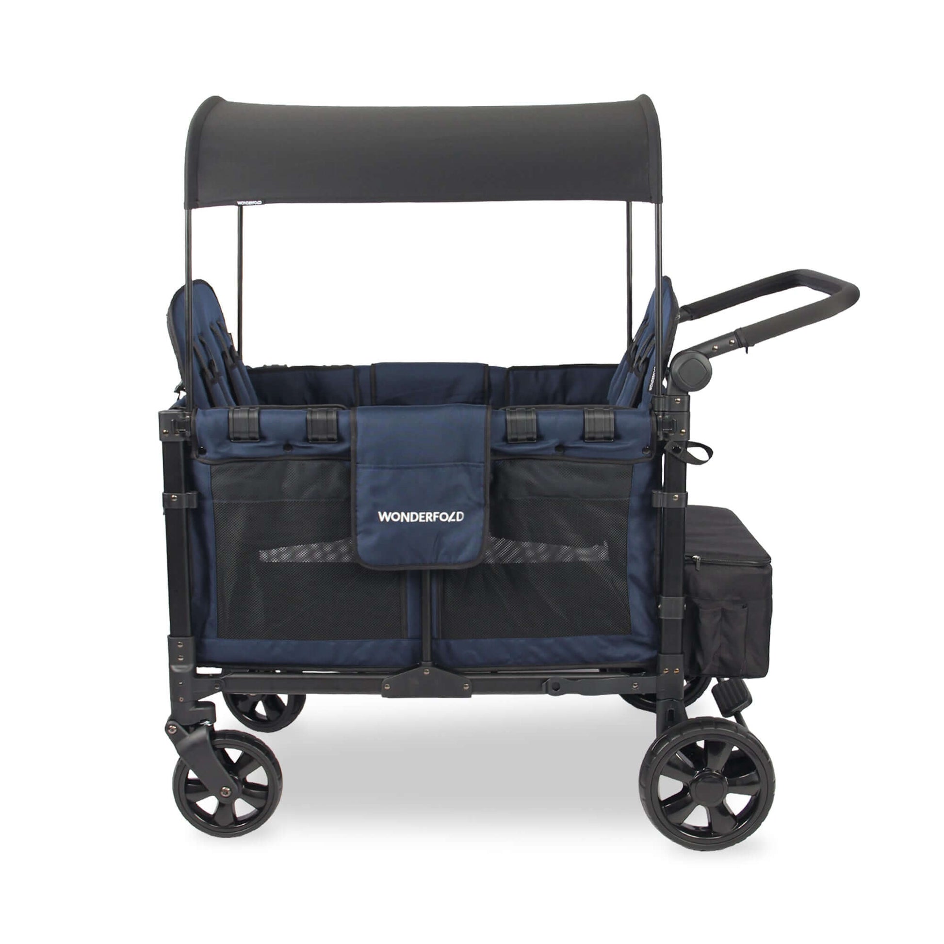 W4 Elite Quad Stroller Wagon - Side View of W4 Elite Quad Stroller Wagon Navy