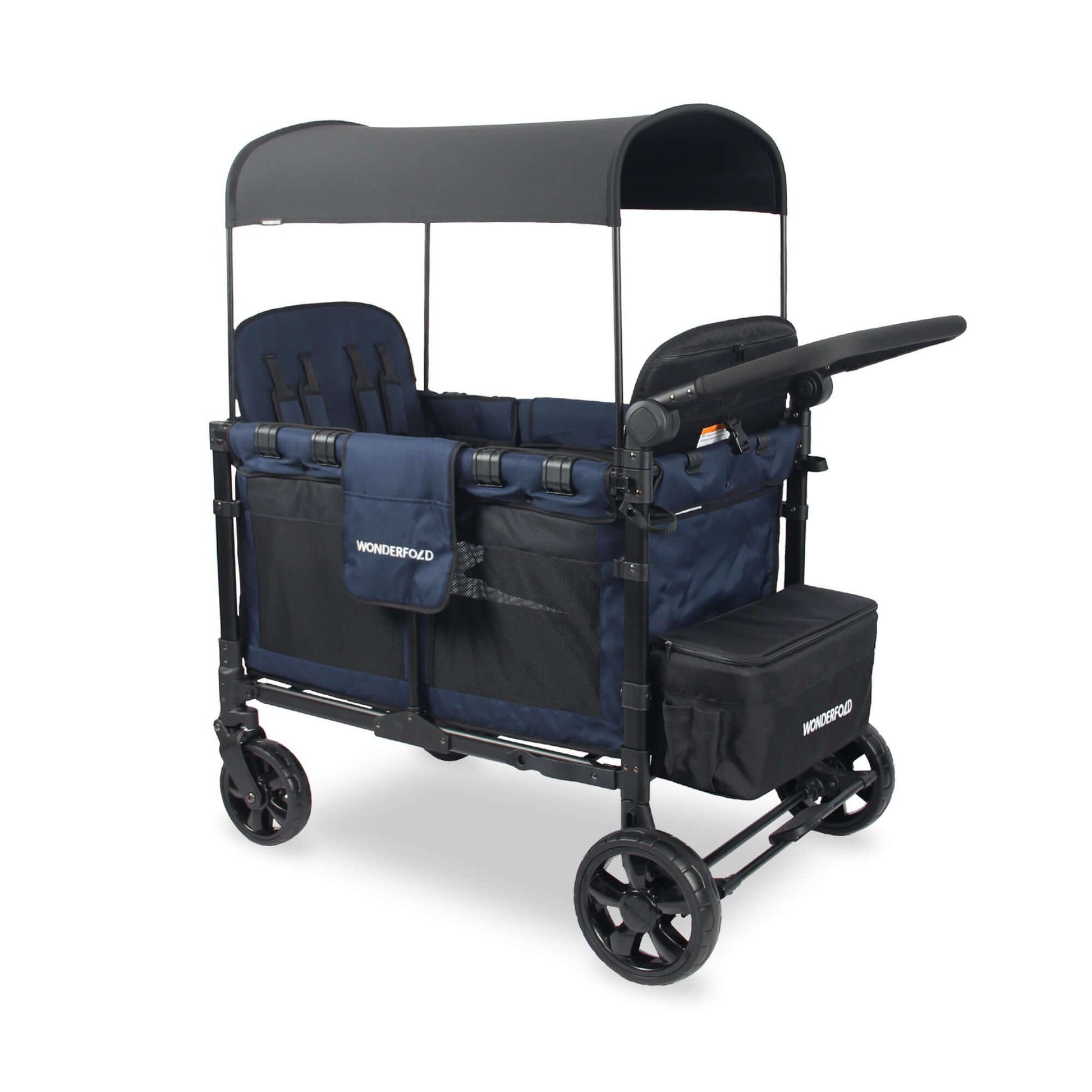 W4 Elite Quad Stroller Wagon - Inclined Rear View of W4 Elite Quad Stroller Wagon Navy