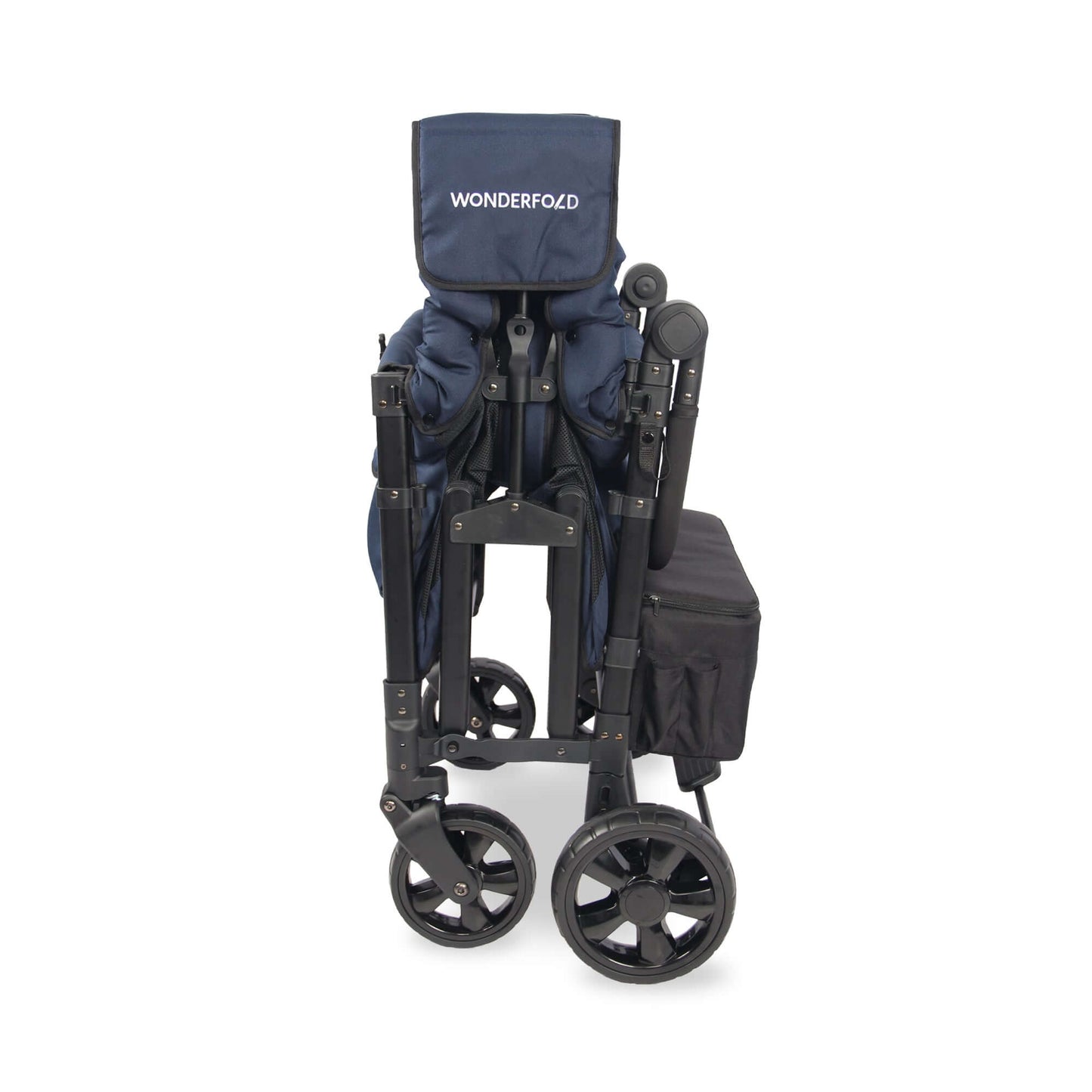 W4 Elite Quad Stroller Wagon - Side View of Folded W4 Elite Quad Stroller Wagon Navy