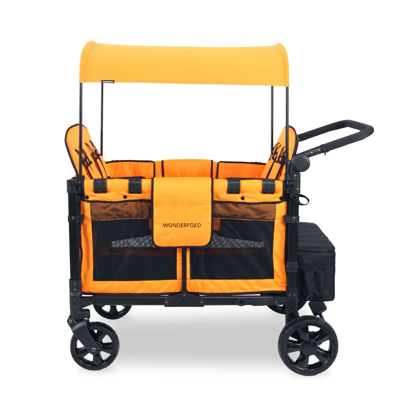 W4 Elite Quad Stroller Wagon - Side View of W4 Elite Quad Stroller Wagon Orange
