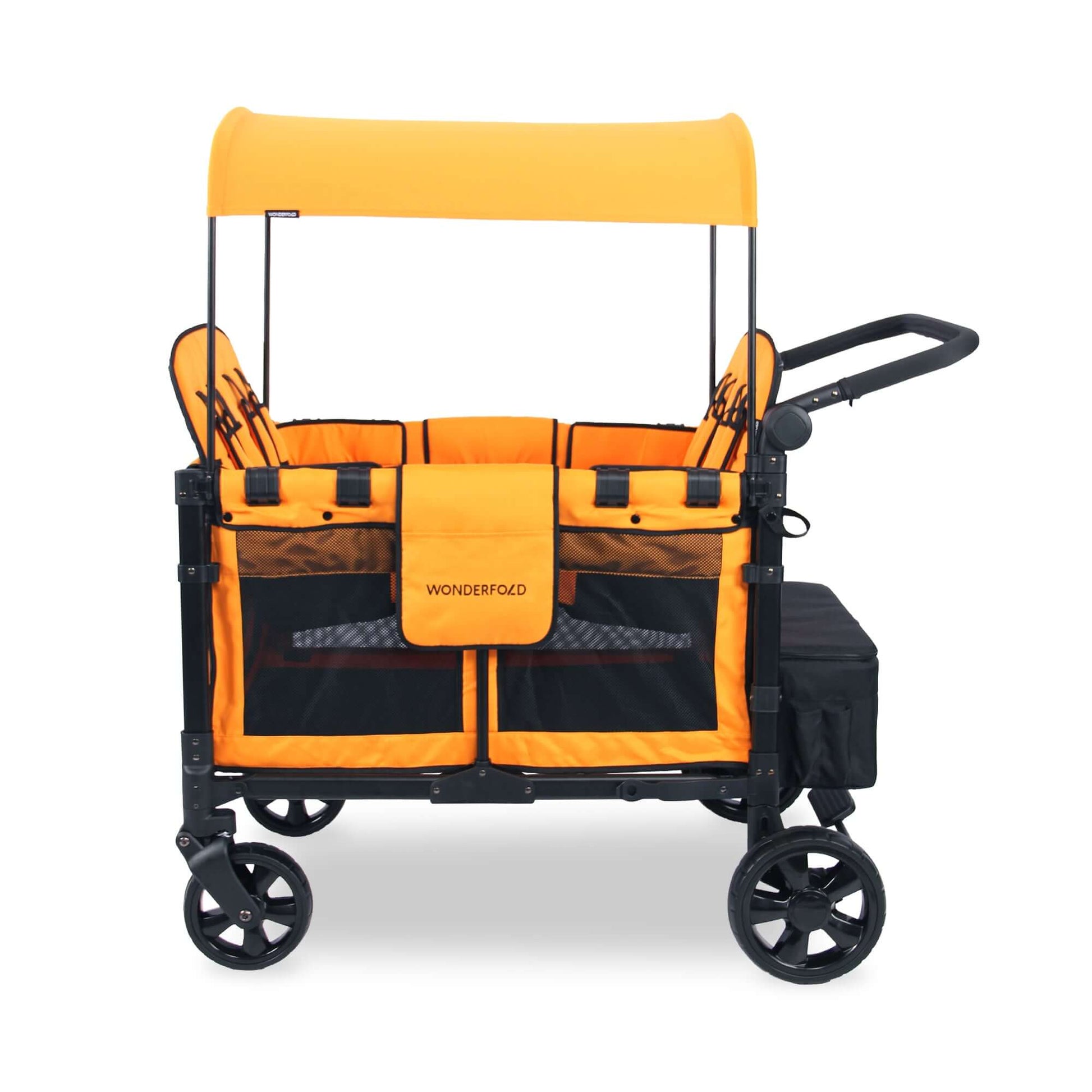 W4 Elite Quad Stroller Wagon - Side View of W4 Elite Quad Stroller Wagon Orange