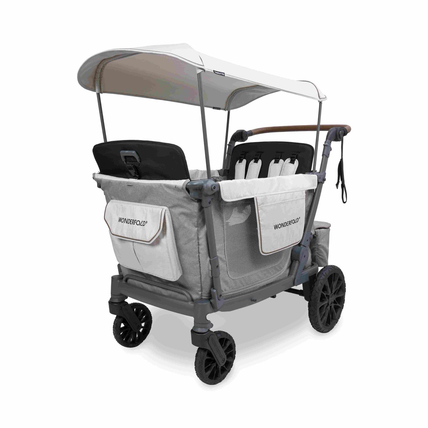 L4 Quad Stroller Wagon - Inclined Front View of L4 Quad Stroller Wagon Gray