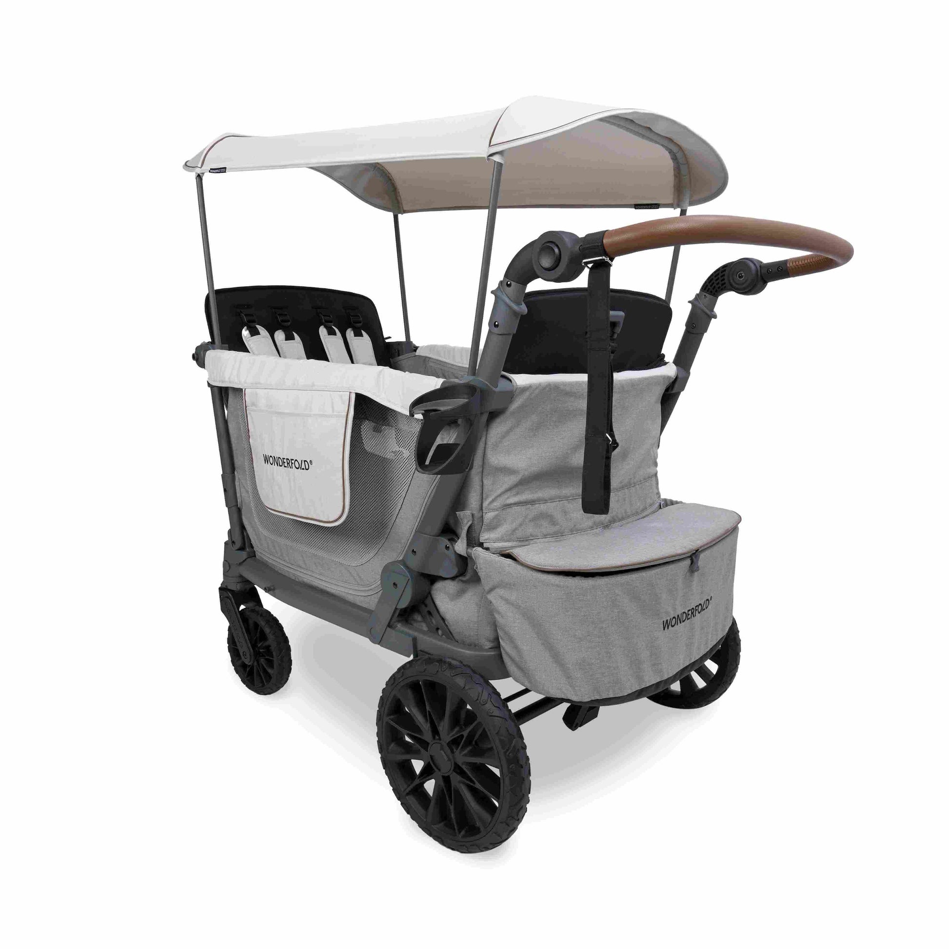 L4 Quad Stroller Wagon - Inclined Rear View of L4 Quad Stroller Wagon Gray
