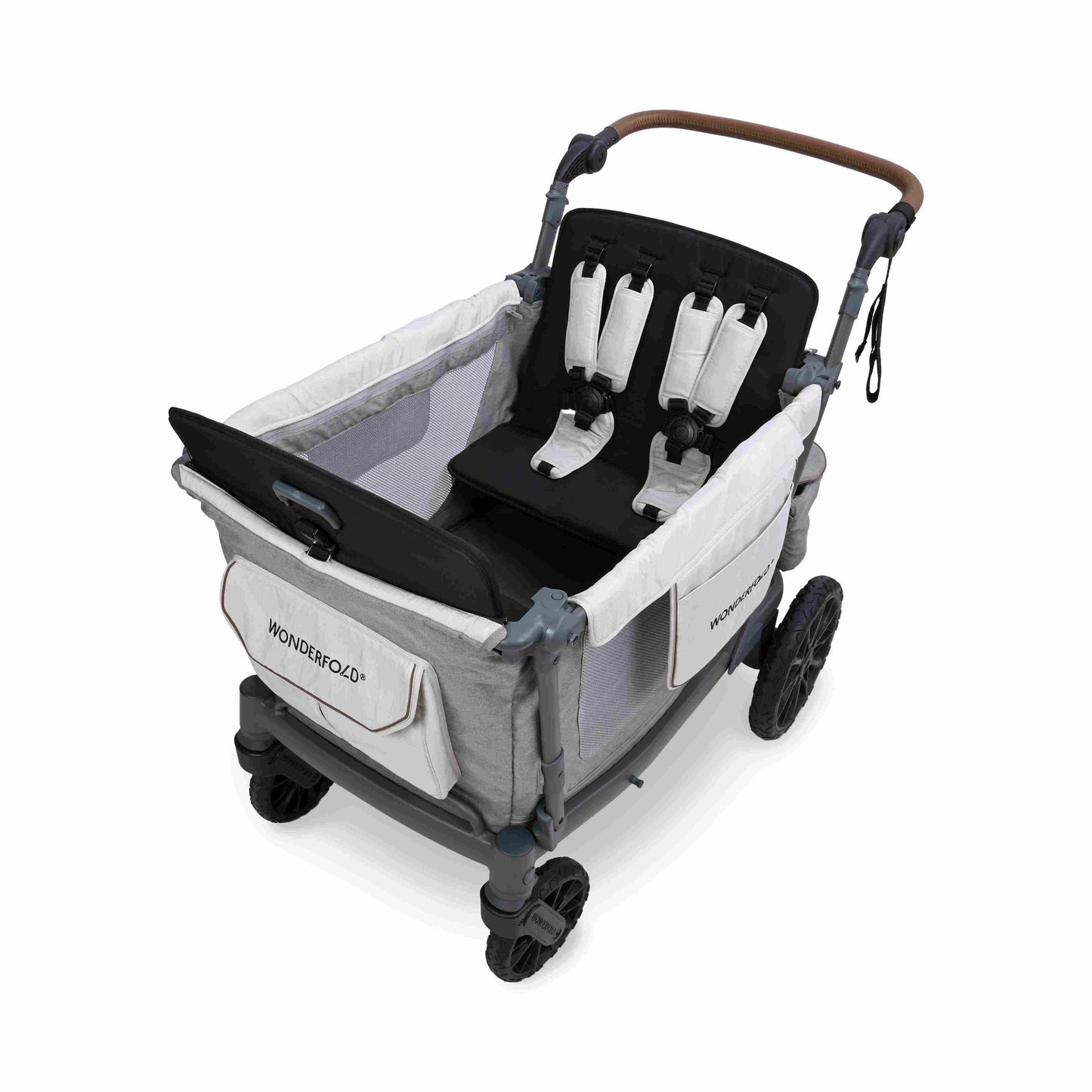 L4 Quad Stroller Wagon -  - Inclined Top View of L4 Quad Stroller Wagon Gray