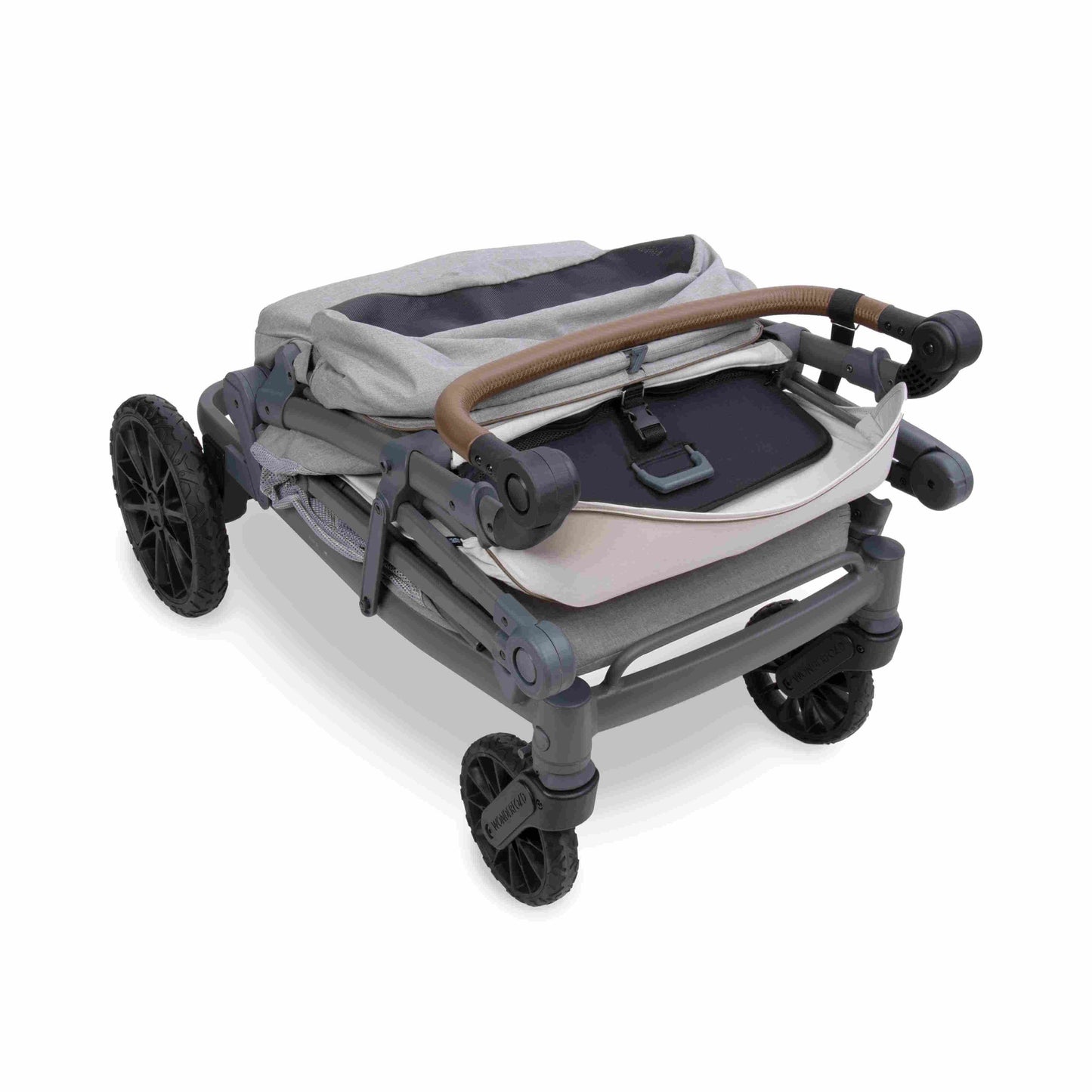 L4 Quad Stroller Wagon - Folded view of L4 Quad Stroller Wagon Gray With Handle