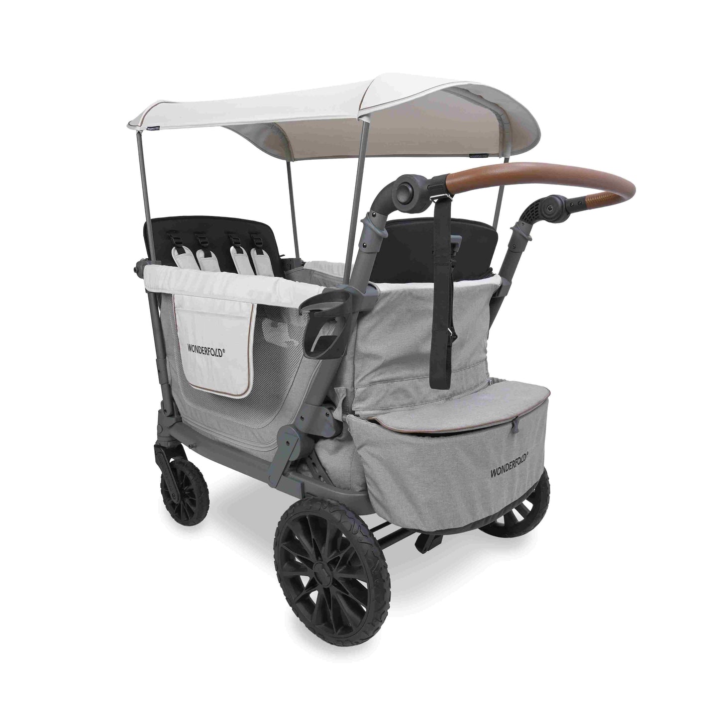 L4 Quad Stroller Wagon - Inclined Rear View of L4 Quad Stroller Wagon Gray