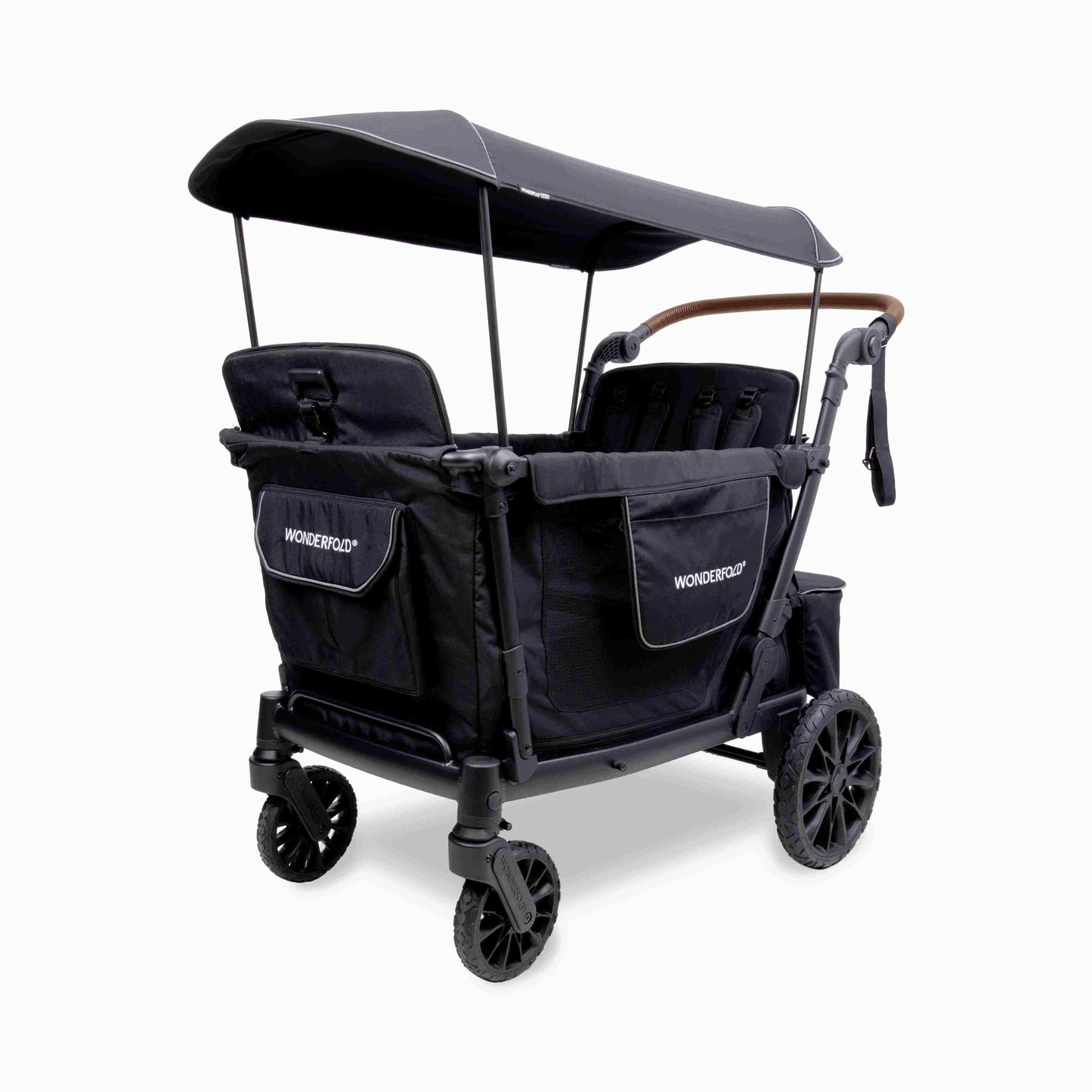 L4 Quad Stroller Wagon - Inclined Front View of L4 Quad Stroller Wagon Black