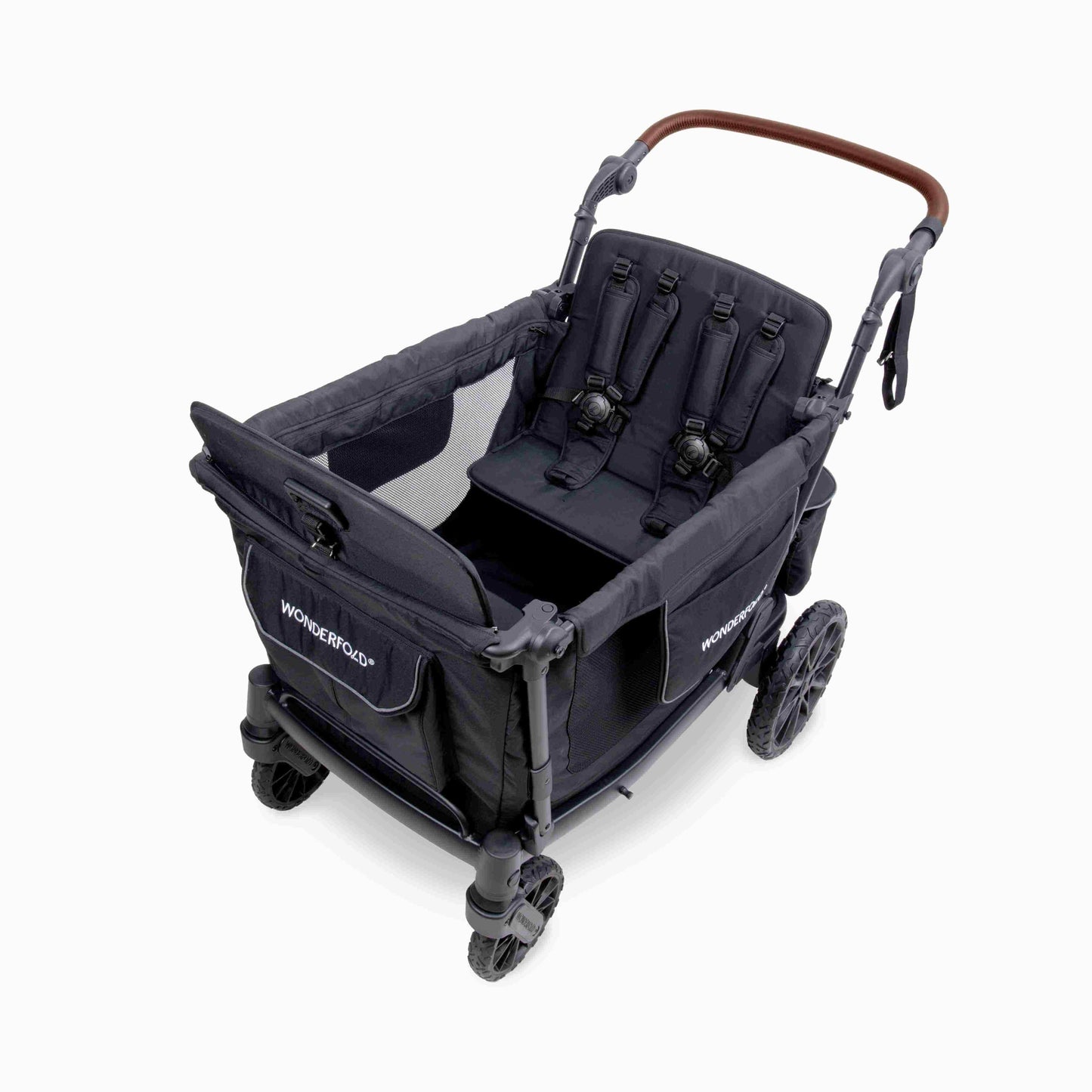 L4 Quad Stroller Wagon - Top View of L4 Quad Stroller Wagon Black With Handle