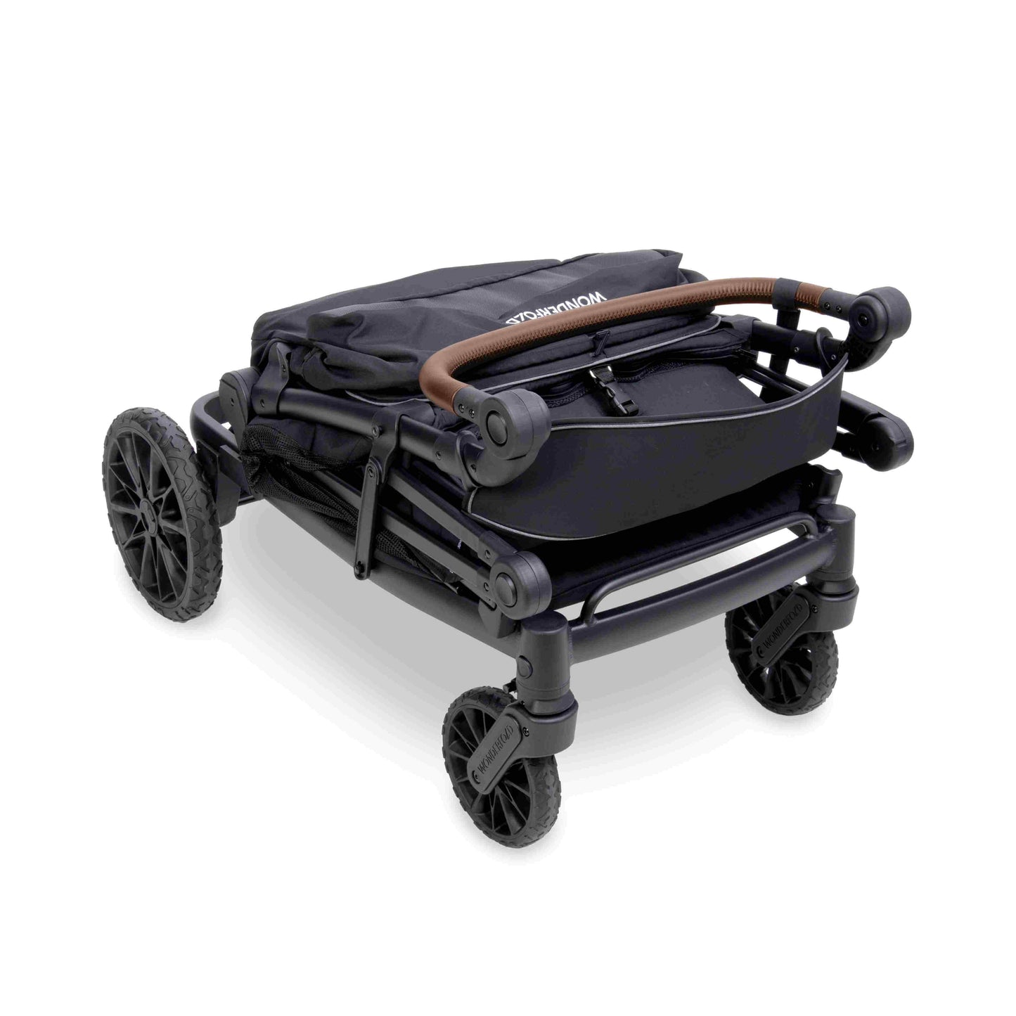 L4 Quad Stroller Wagon - Folded view of L4 Quad Stroller Wagon Black With Handle