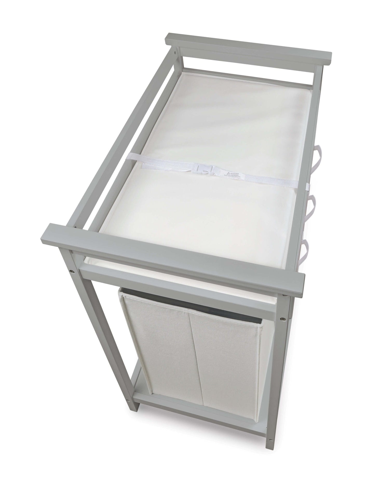 Modern Baby Changing Table with Hamper and 3 Baskets - Top Inclined Side View of Modern Baby Changing Table with Hamper and 3 Baskets Multi tone Gray