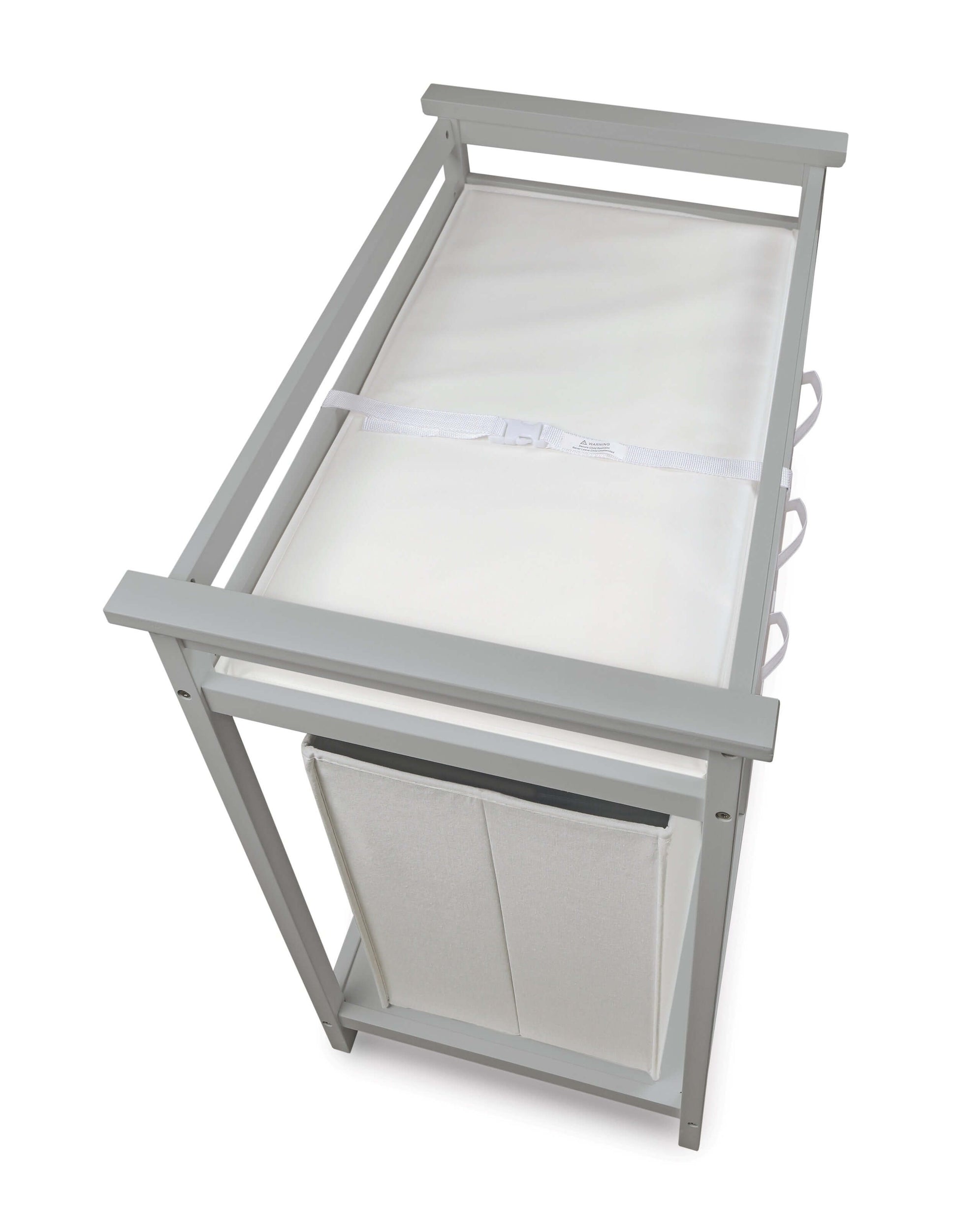 Modern Baby Changing Table with Hamper and 3 Baskets - Top Inclined Side View of Modern Baby Changing Table with Hamper and 3 Baskets Multi tone Gray