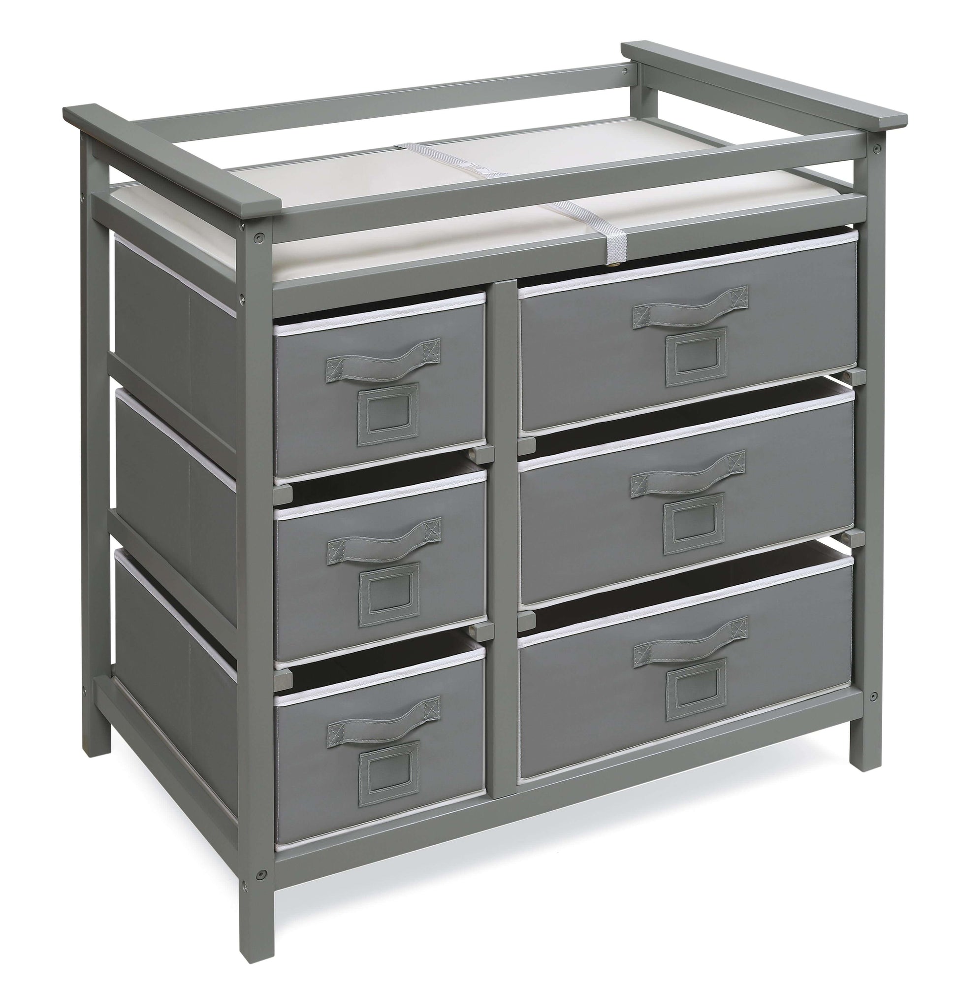 Modern Baby Changing Table with Six Baskets - Inclined Side View of Modern Baby Changing Table Gray with Six Baskets Gray