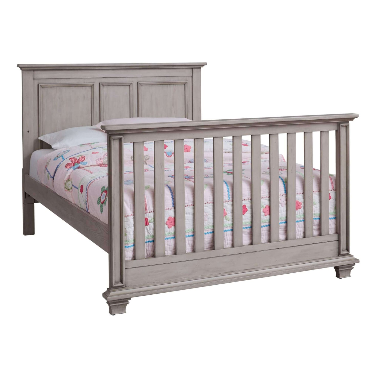 Kenilworth 4-in-1 Convertible Crib - Inclined Side View of Kenilworth Full Sized Bed Stone Wash