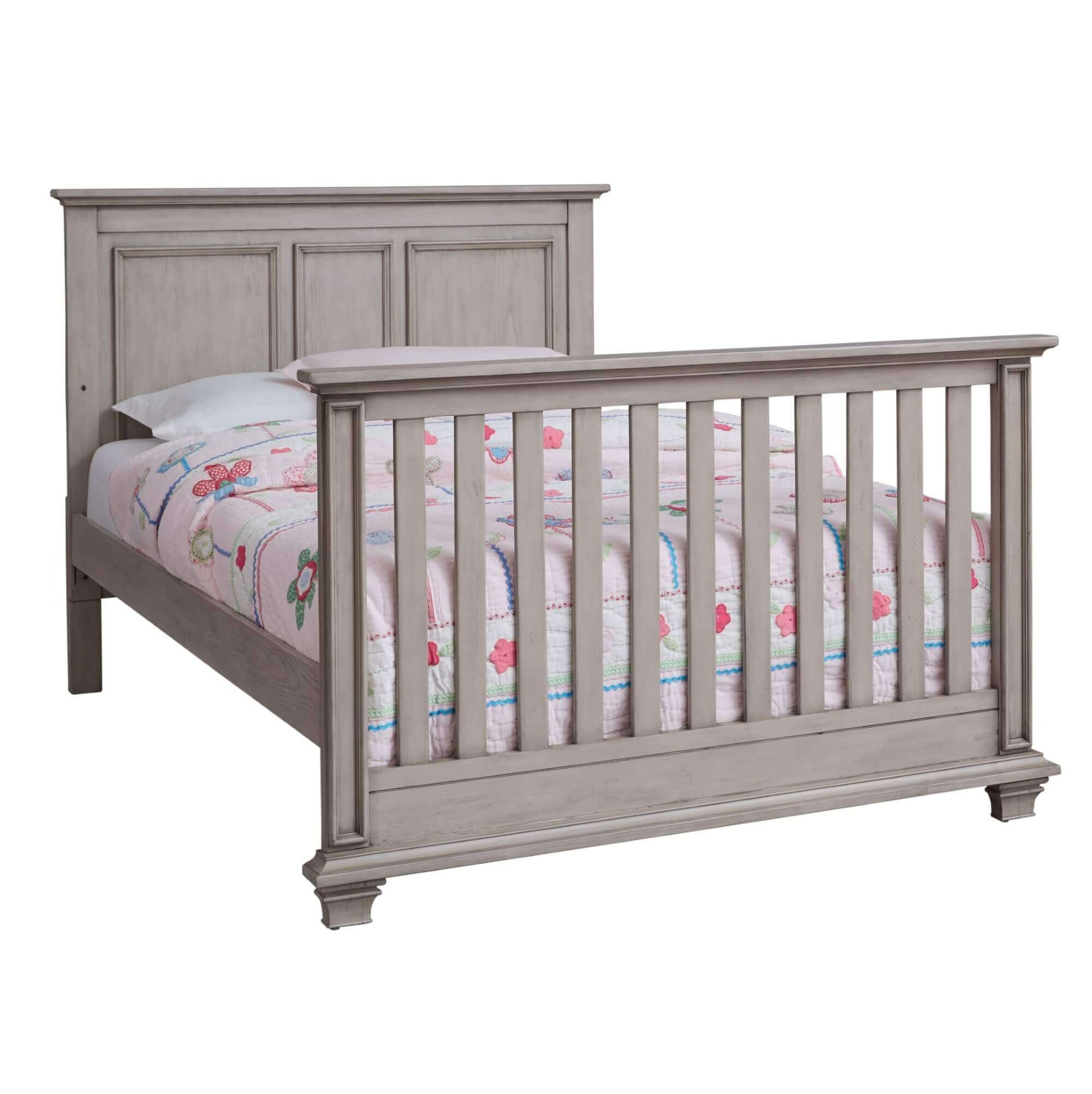 Kenilworth 4-in-1 Convertible Crib - Inclined Side View of Kenilworth Full Sized Bed Stone Wash