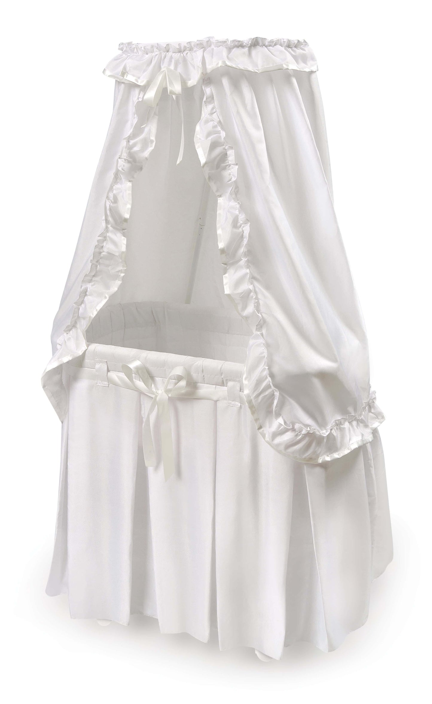 Majesty Baby Bassinet with Canopy - Inclined Side View of Majesty Baby Bassinet with Canopy White