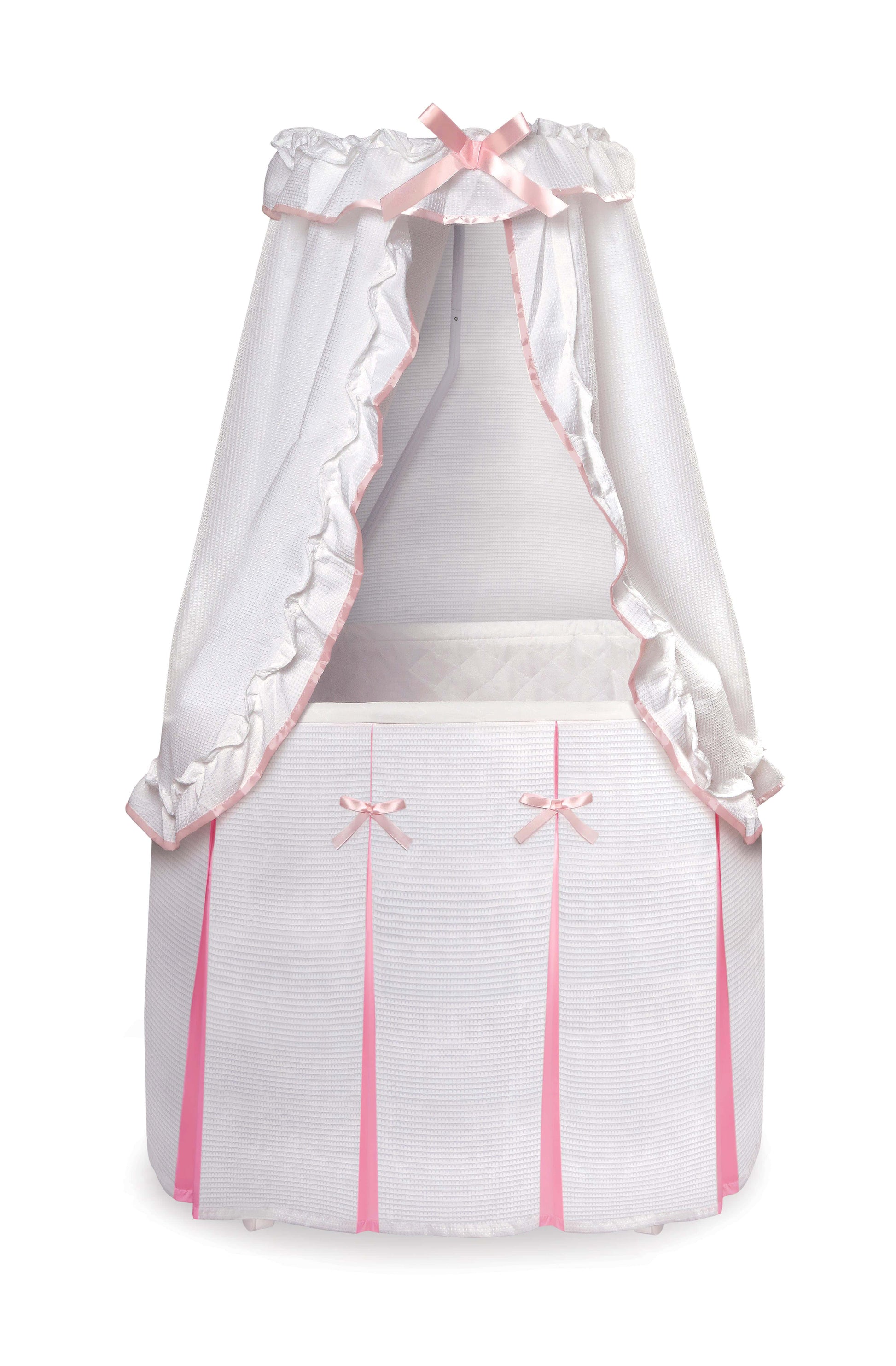 Majesty Baby Bassinet with Canopy - Front View of Majesty Baby Bassinet with Canopy Pink