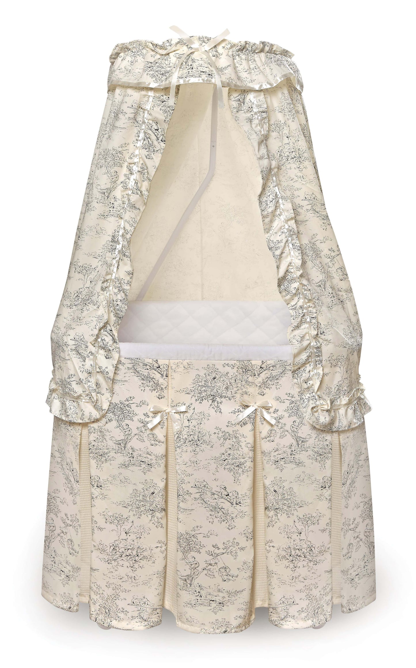 Majesty Baby Bassinet with Canopy - Front View of Majesty Baby Bassinet with Canopy Ecru