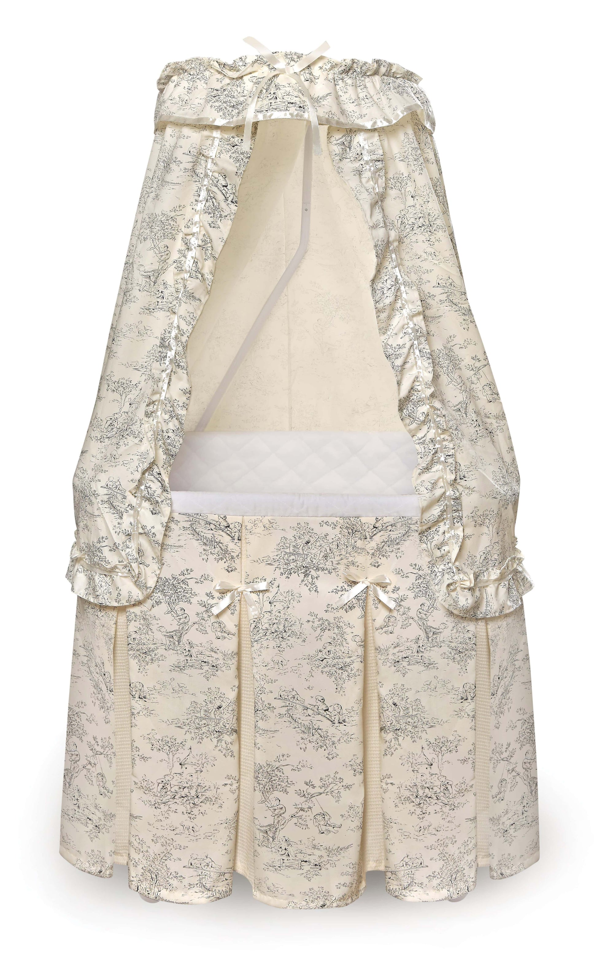 Majesty Baby Bassinet with Canopy - Front View of Majesty Baby Bassinet with Canopy Ecru